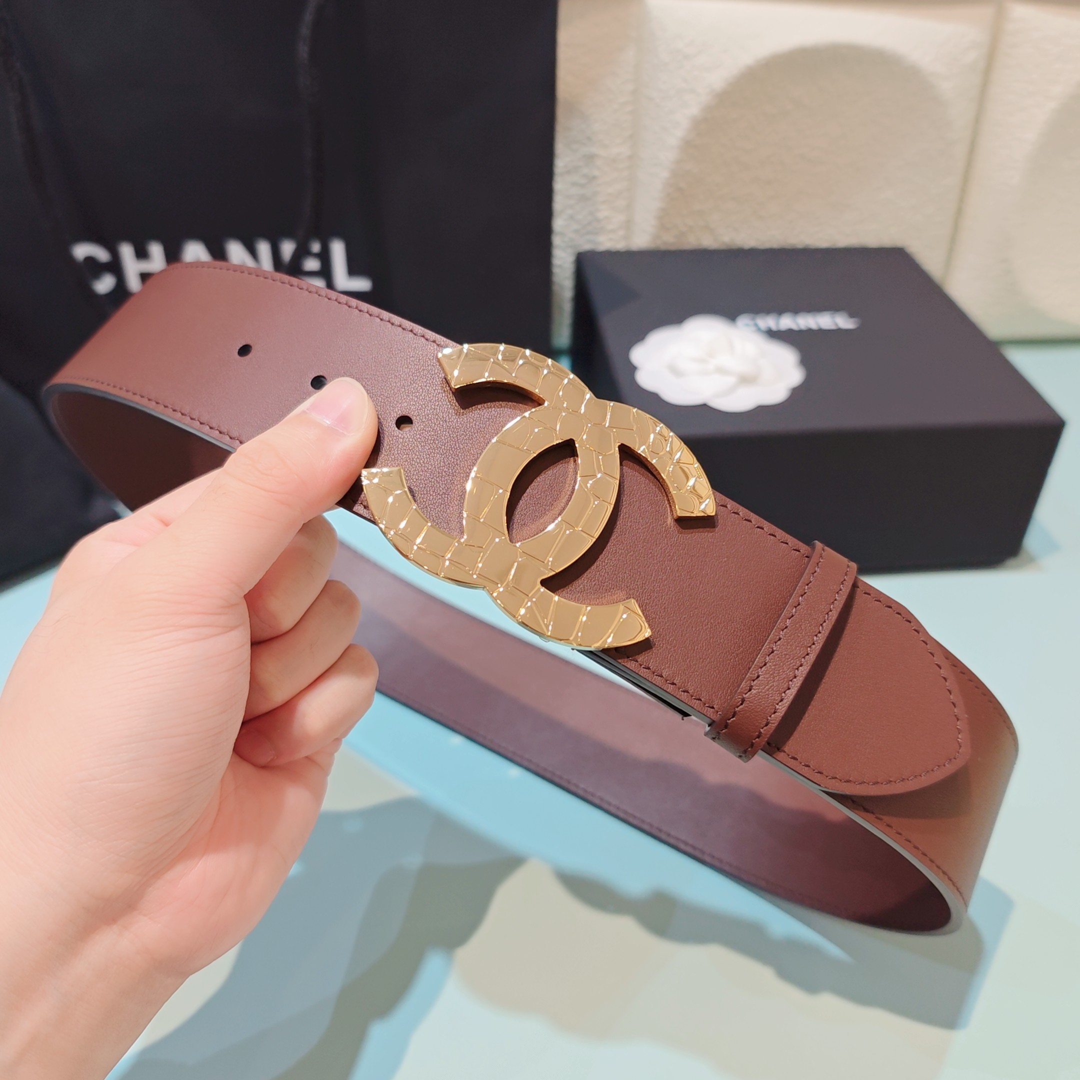 💥💥💥5.0cm香奈儿腰带，双面头层牛皮，长度：75.80.85.90.95.100欧，铜五金扣原版开模