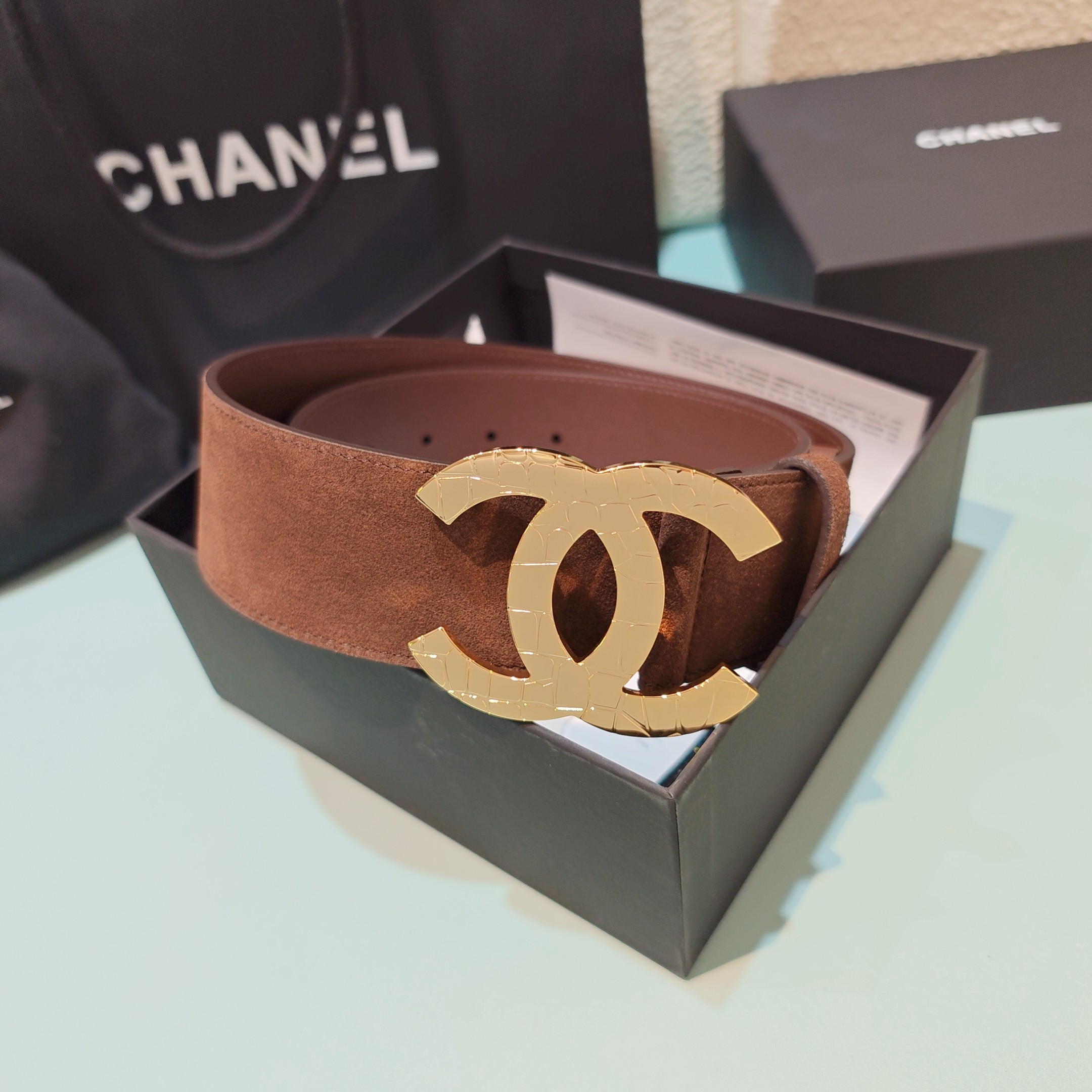 💥💥💥5.0cm香奈儿腰带，双面头层牛皮，长度：75.80.85.90.95.100欧，铜五金扣原版开模