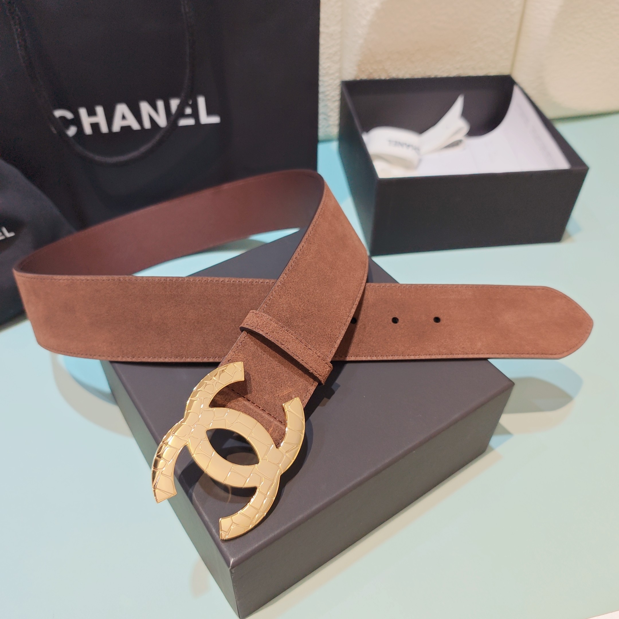 💥💥💥5.0cm香奈儿腰带，双面头层牛皮，长度：75.80.85.90.95.100欧，铜五金扣原版开模