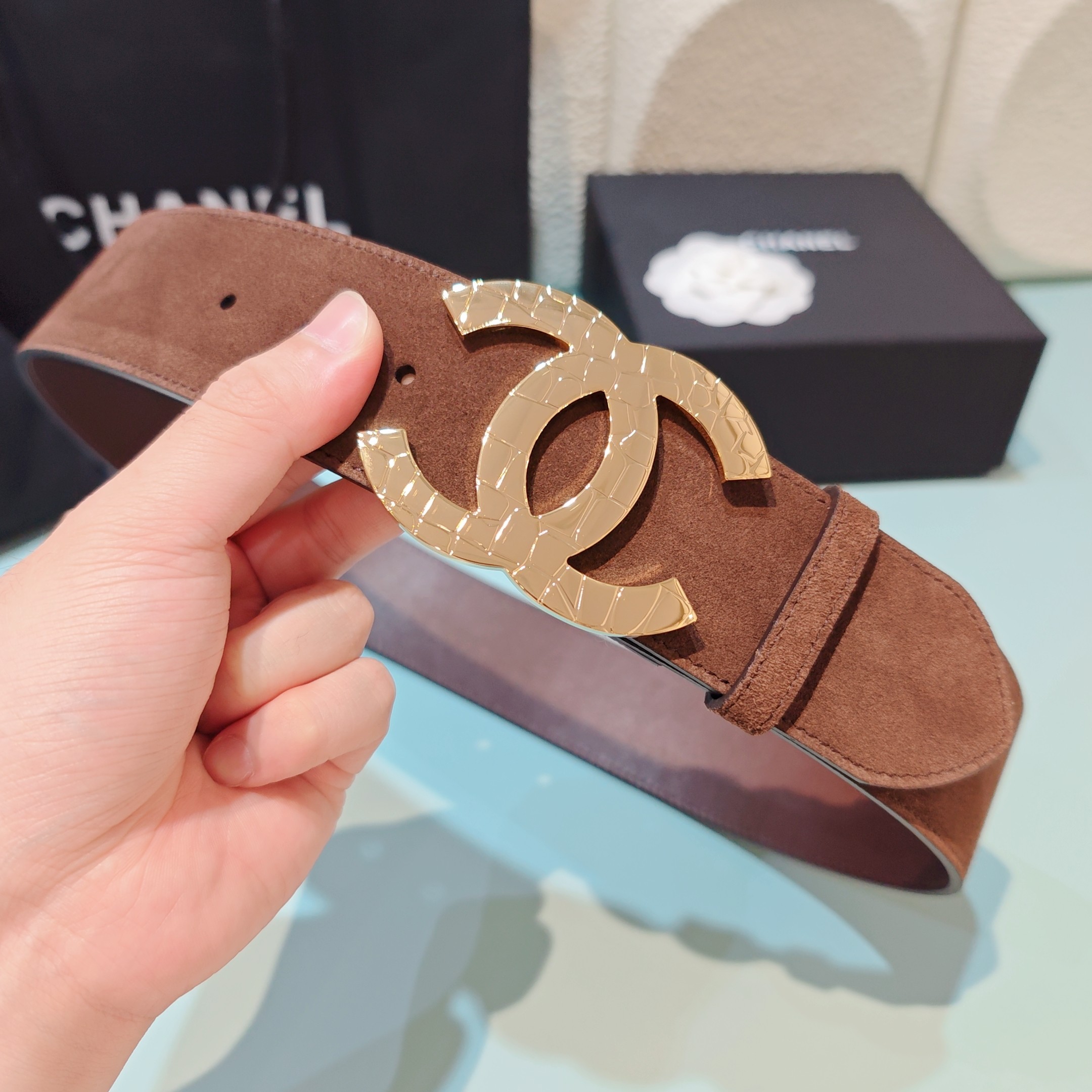 💥💥💥5.0cm香奈儿腰带，双面头层牛皮，长度：75.80.85.90.95.100欧，铜五金扣原版开模