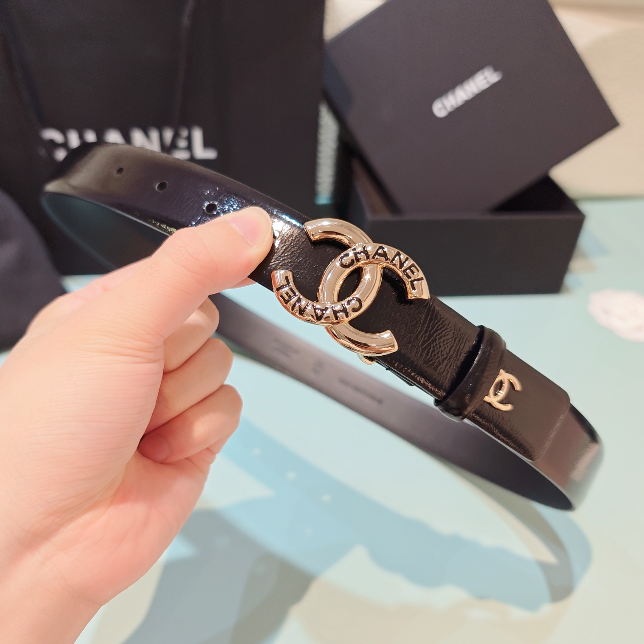 💥💥💥3.0cm香奈儿腰带，双面头层进口牛皮，长度：75.80.85.90.95.100欧，铜五金扣原版