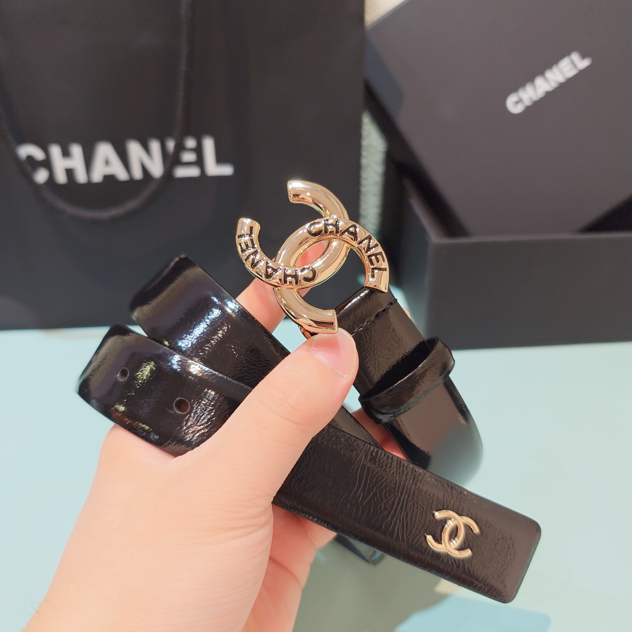 💥💥💥3.0cm香奈儿腰带，双面头层进口牛皮，长度：75.80.85.90.95.100欧，铜五金扣原版