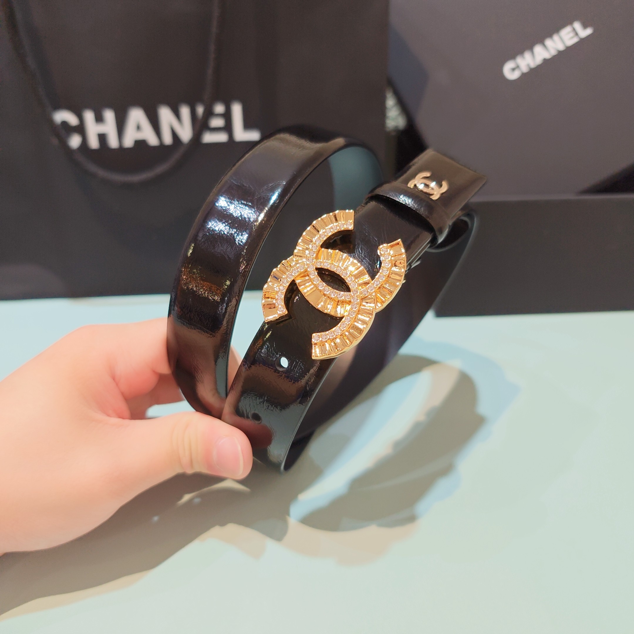 💥💥💥3.0cm香奈儿腰带，双面头层进口牛皮，长度：75.80.85.90.95.100欧，铜五金扣原版