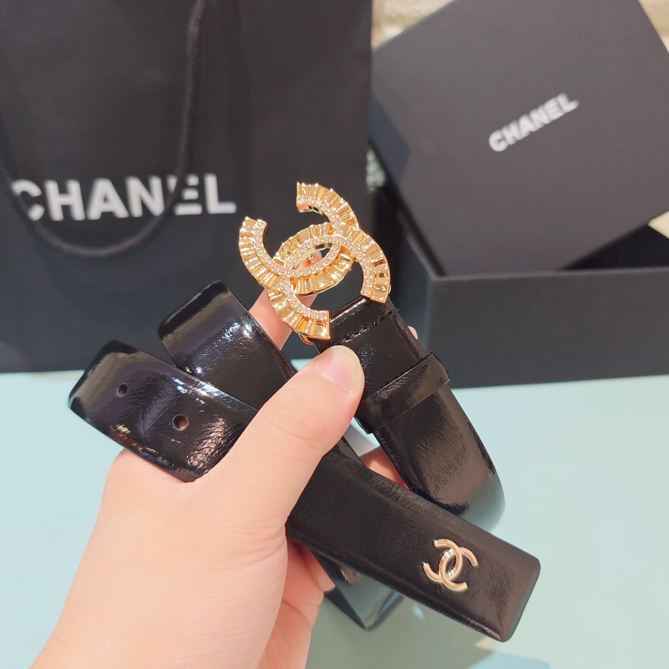 💥💥💥3.0cm香奈儿腰带，双面头层进口牛皮，长度：75.80.85.90.95.100欧，铜五金扣原版