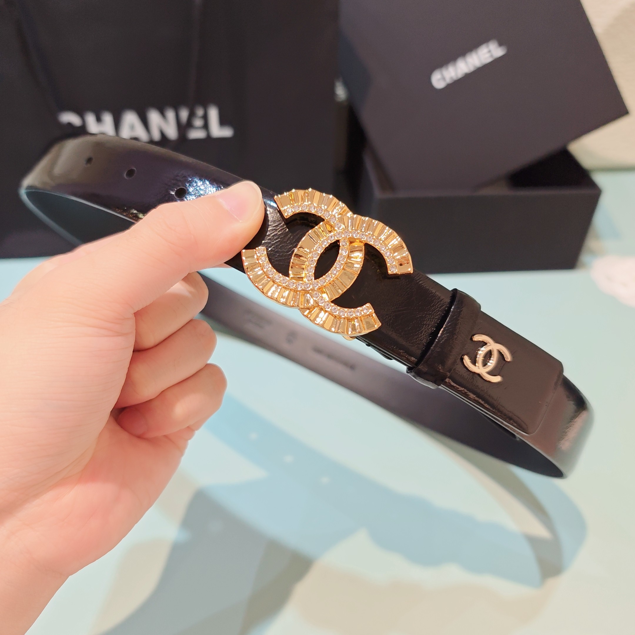 💥💥💥3.0cm香奈儿腰带，双面头层进口牛皮，长度：75.80.85.90.95.100欧，铜五金扣原版