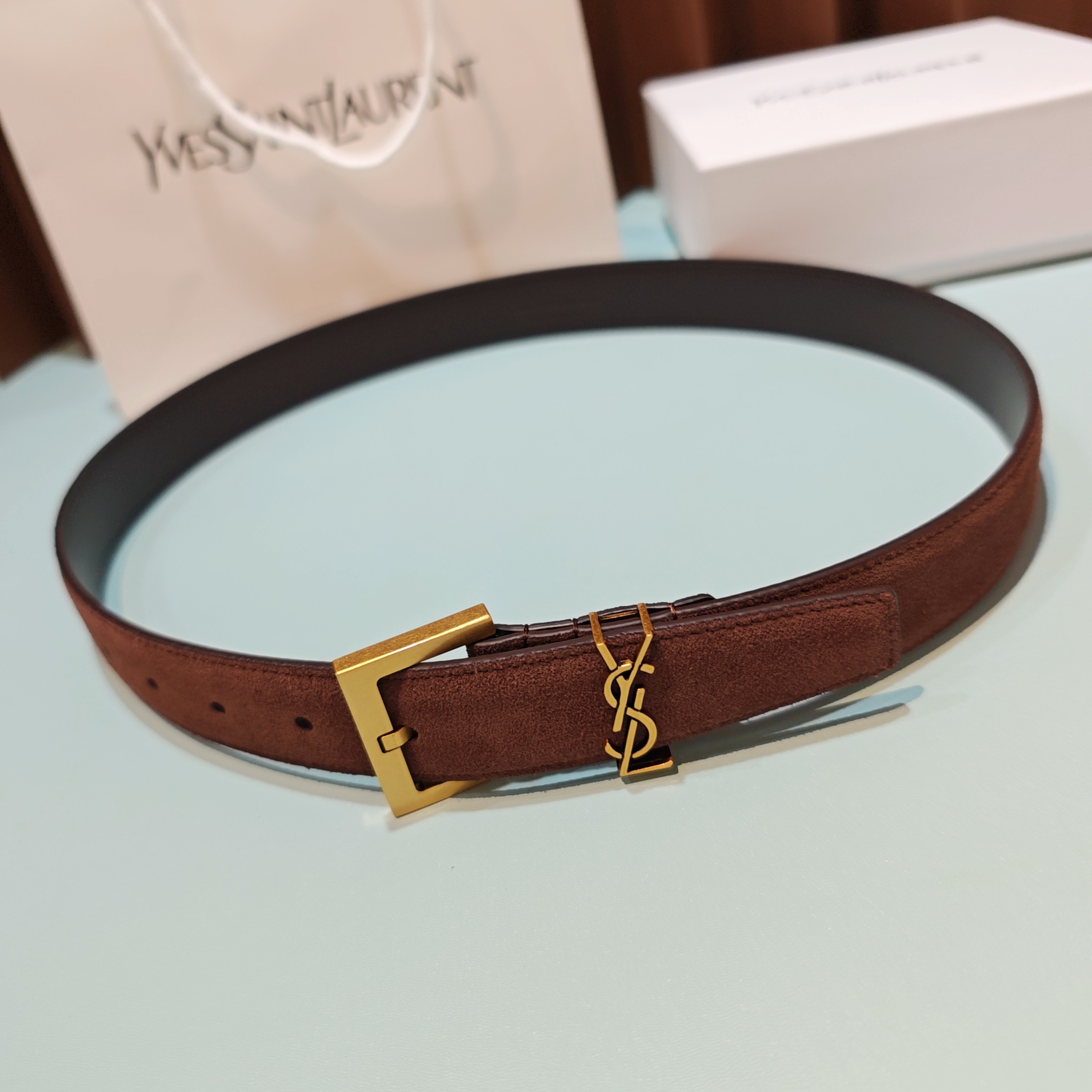 💥💥💥3.0cm 圣罗兰 腰带，双面头层牛皮，长度：75.80.85.90.95.100.105欧，铜五