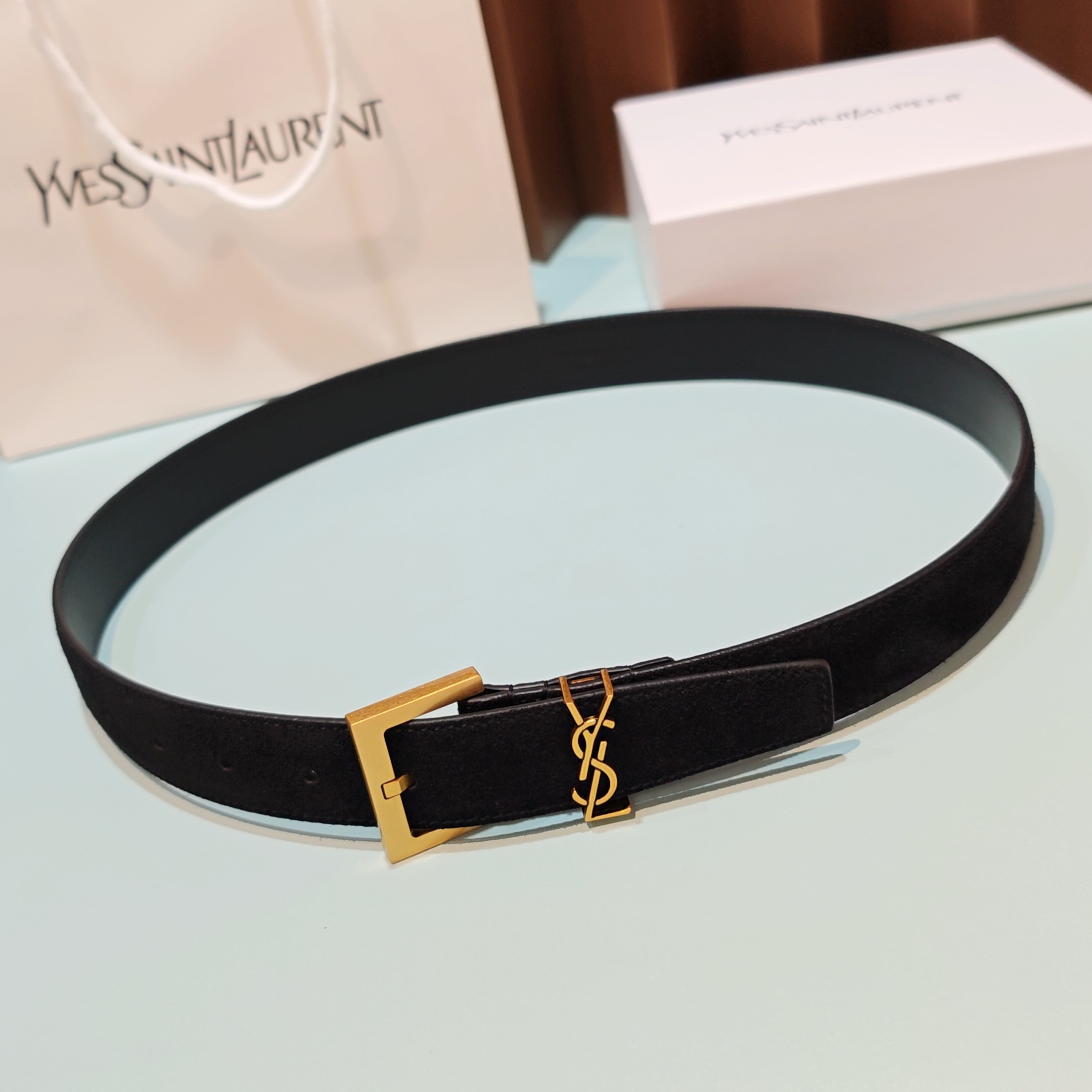 💥💥💥3.0cm 圣罗兰 腰带，双面头层牛皮，长度：75.80.85.90.95.100.105欧，铜五