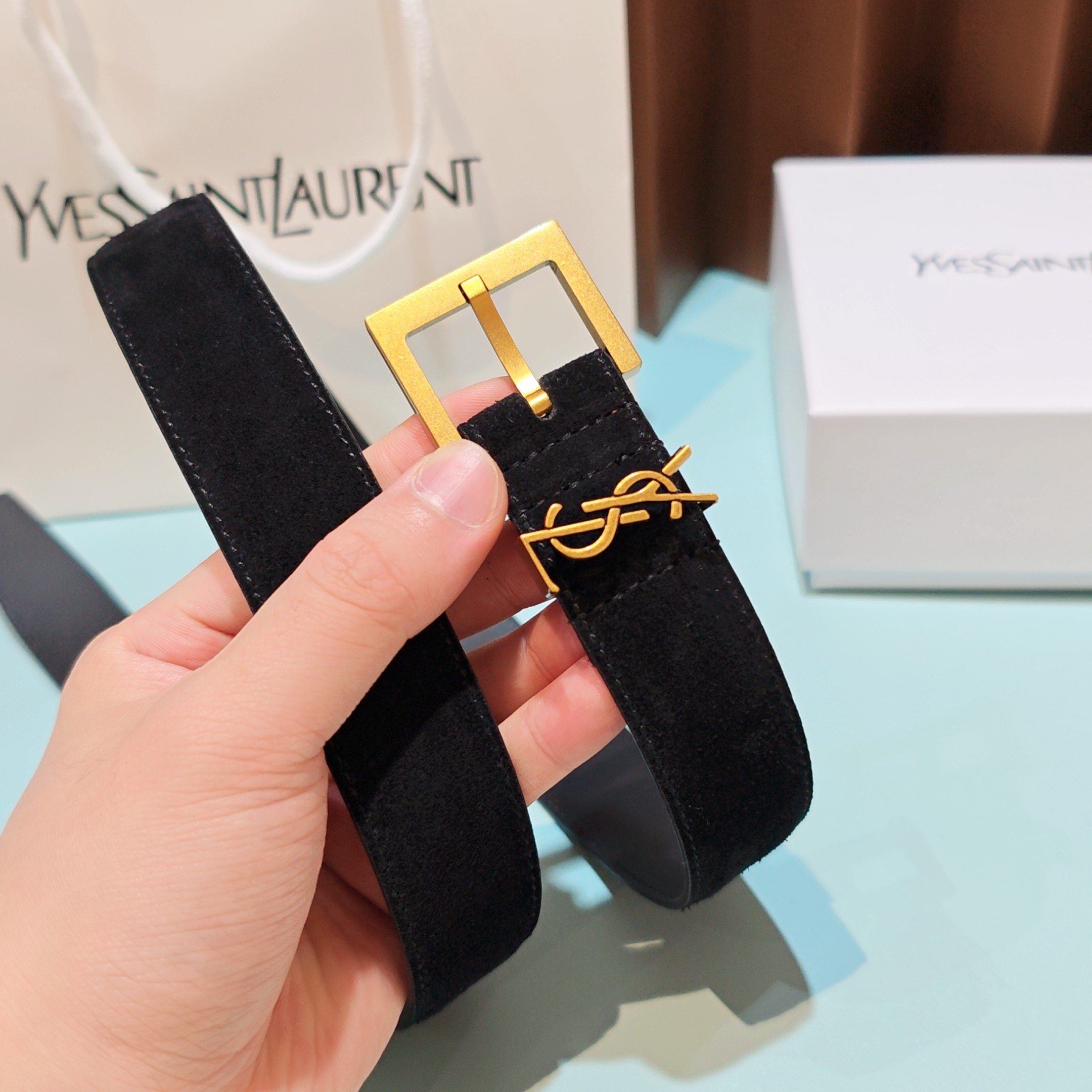 💥💥💥3.0cm 圣罗兰 腰带，双面头层牛皮，长度：75.80.85.90.95.100.105欧，铜五