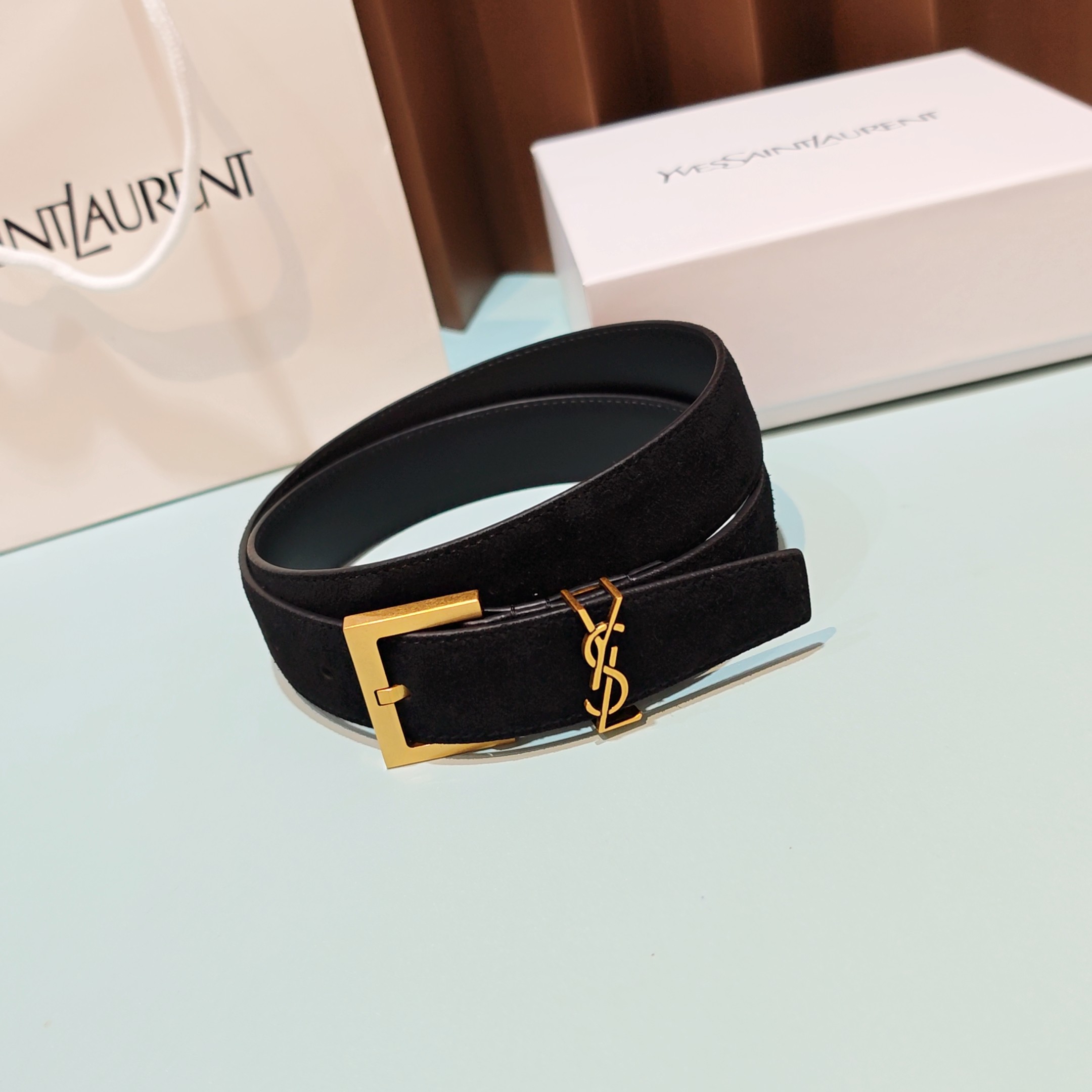 💥💥💥3.0cm 圣罗兰 腰带，双面头层牛皮，长度：75.80.85.90.95.100.105欧，铜五