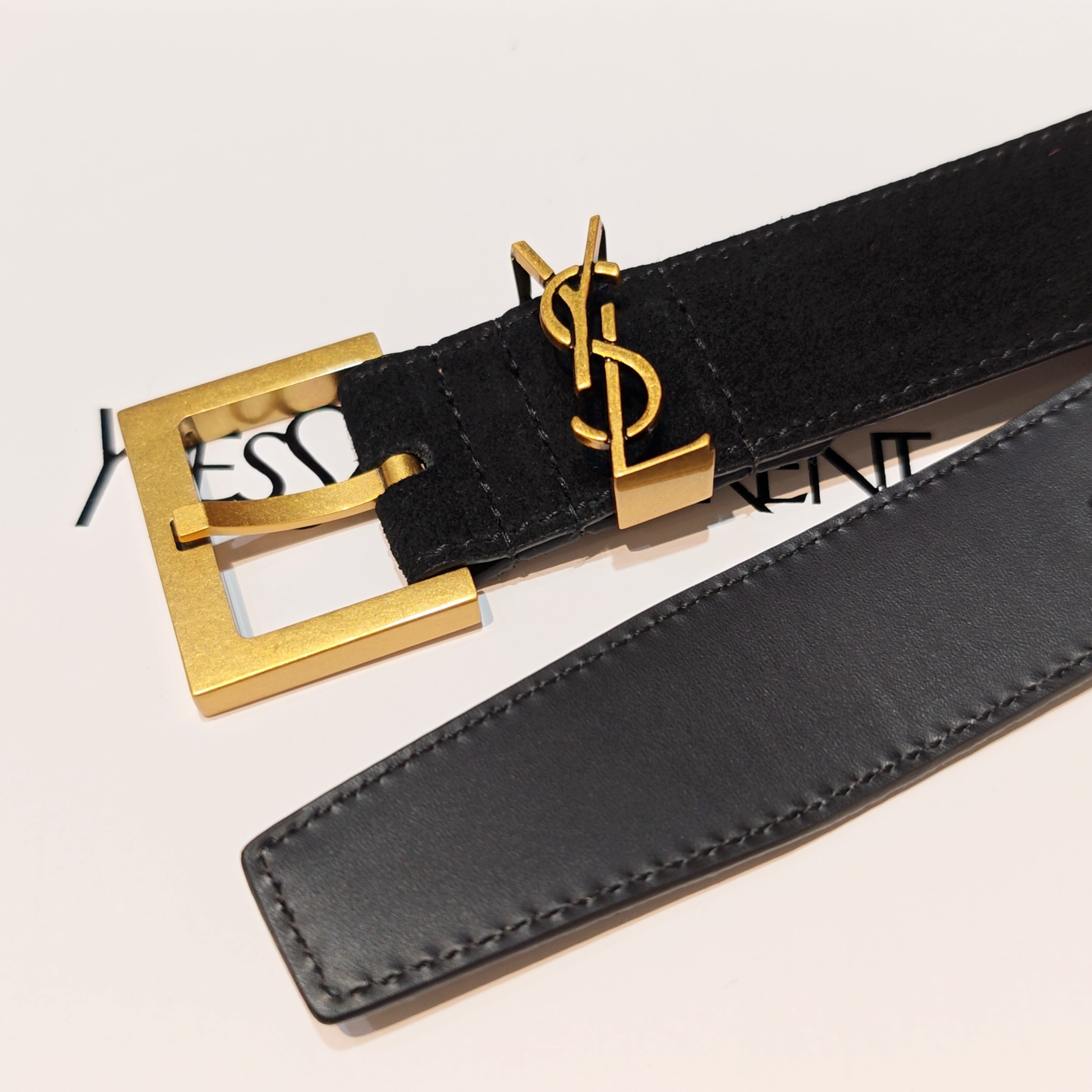 💥💥💥3.0cm 圣罗兰 腰带，双面头层牛皮，长度：75.80.85.90.95.100.105欧，铜五