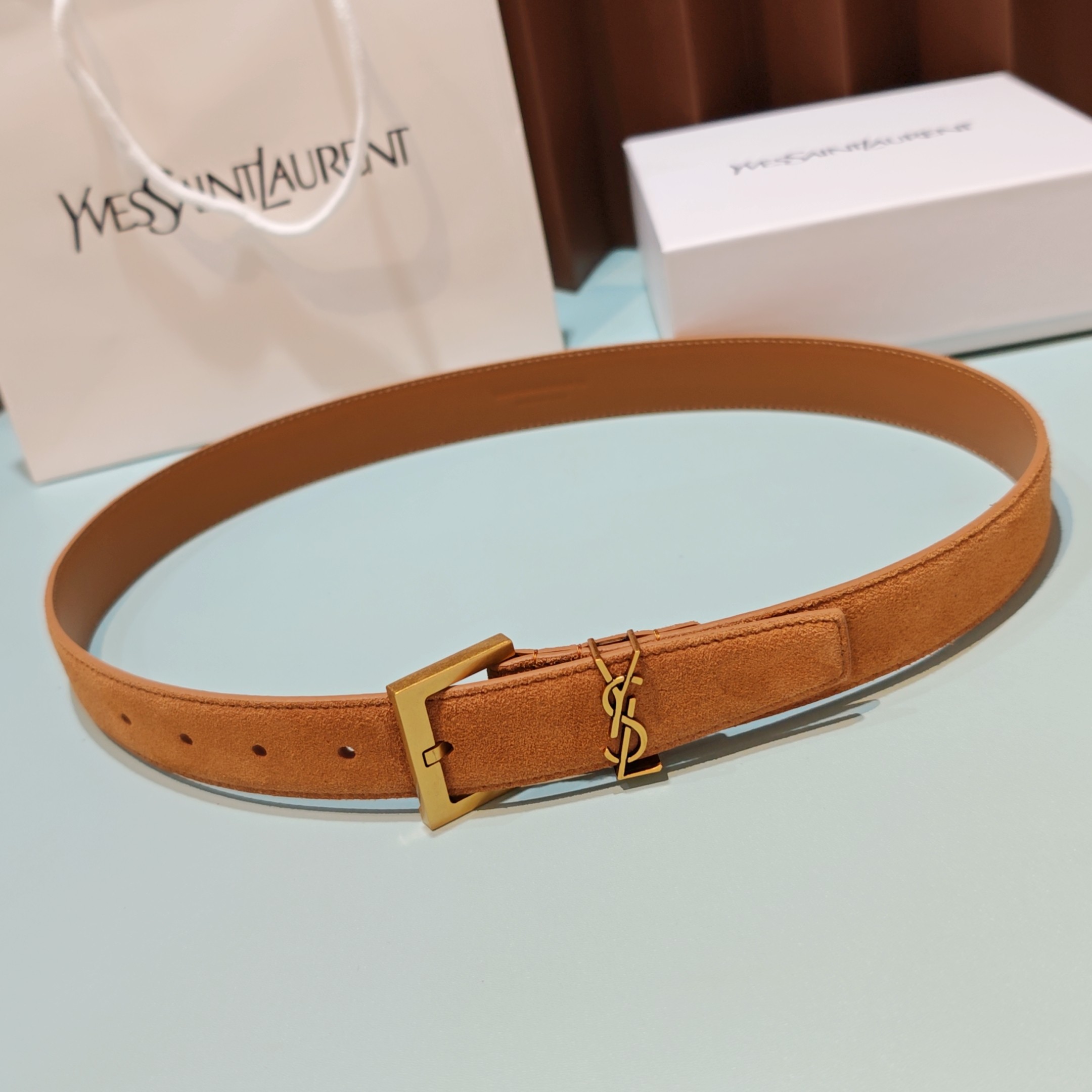 💥💥💥3.0cm 圣罗兰 腰带，双面头层牛皮，长度：75.80.85.90.95.100.105欧，铜五