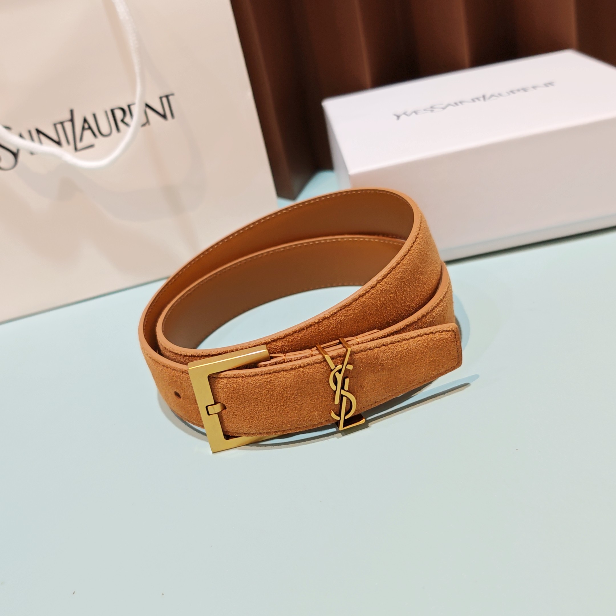 💥💥💥3.0cm 圣罗兰 腰带，双面头层牛皮，长度：75.80.85.90.95.100.105欧，铜五