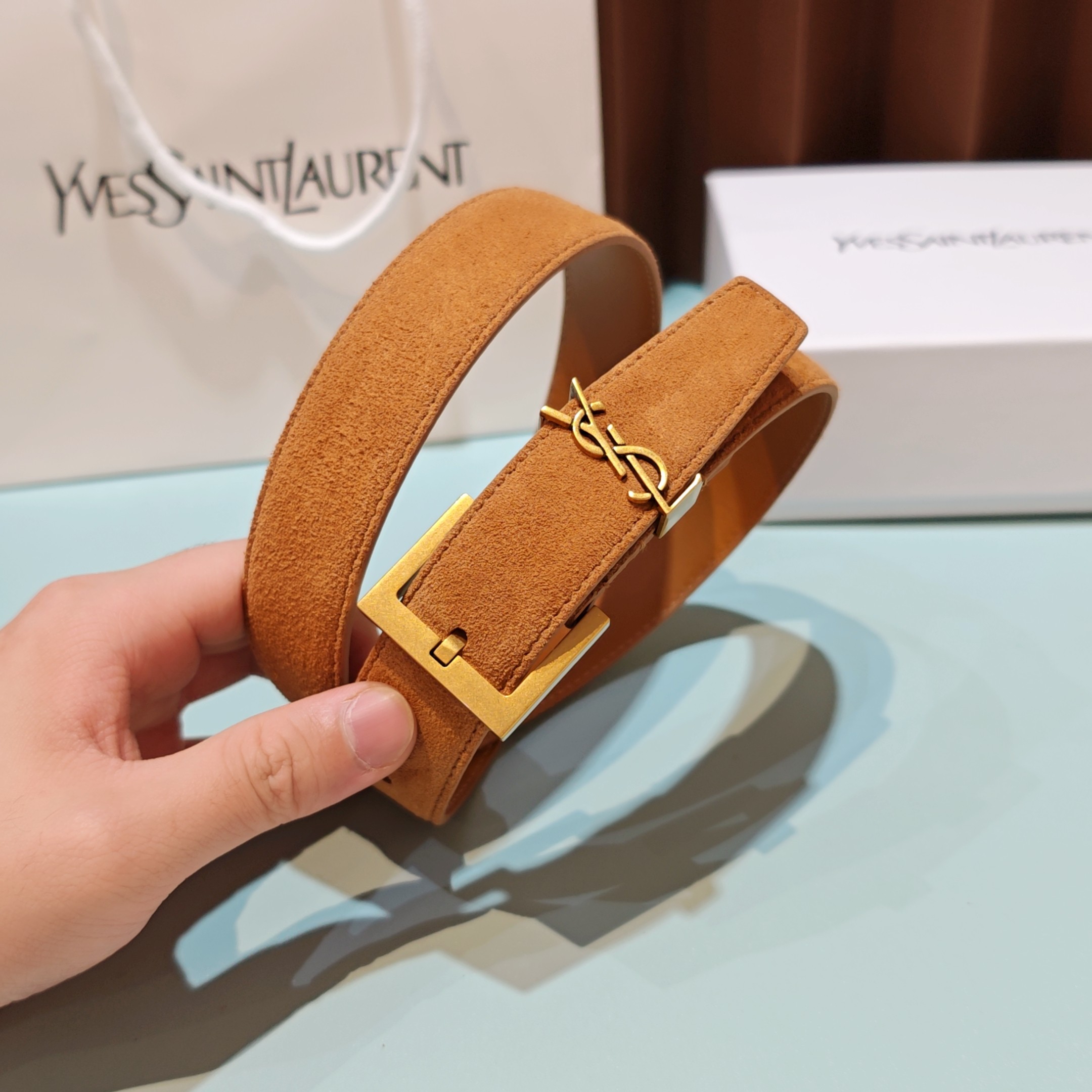 💥💥💥3.0cm 圣罗兰 腰带，双面头层牛皮，长度：75.80.85.90.95.100.105欧，铜五