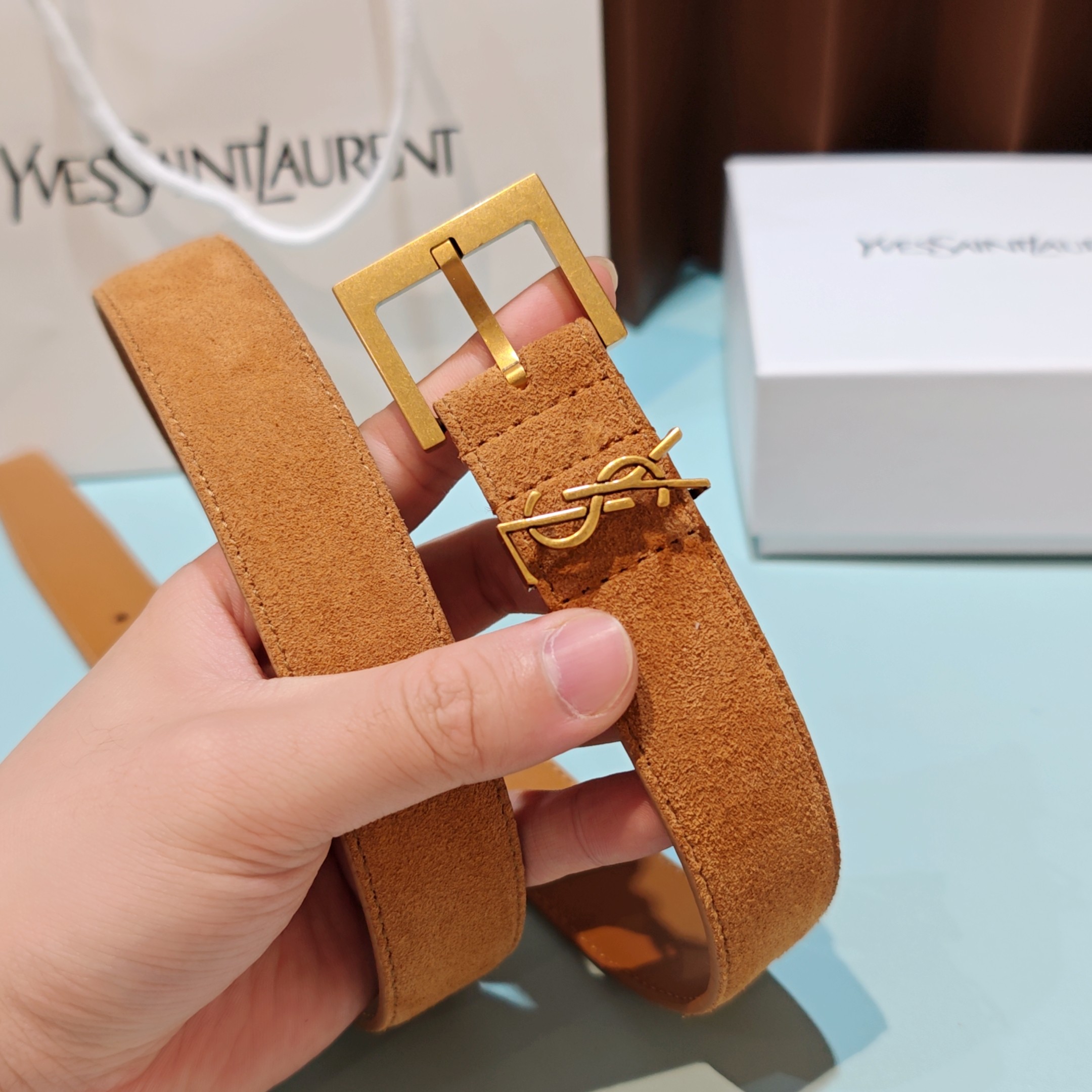 💥💥💥3.0cm 圣罗兰 腰带，双面头层牛皮，长度：75.80.85.90.95.100.105欧，铜五