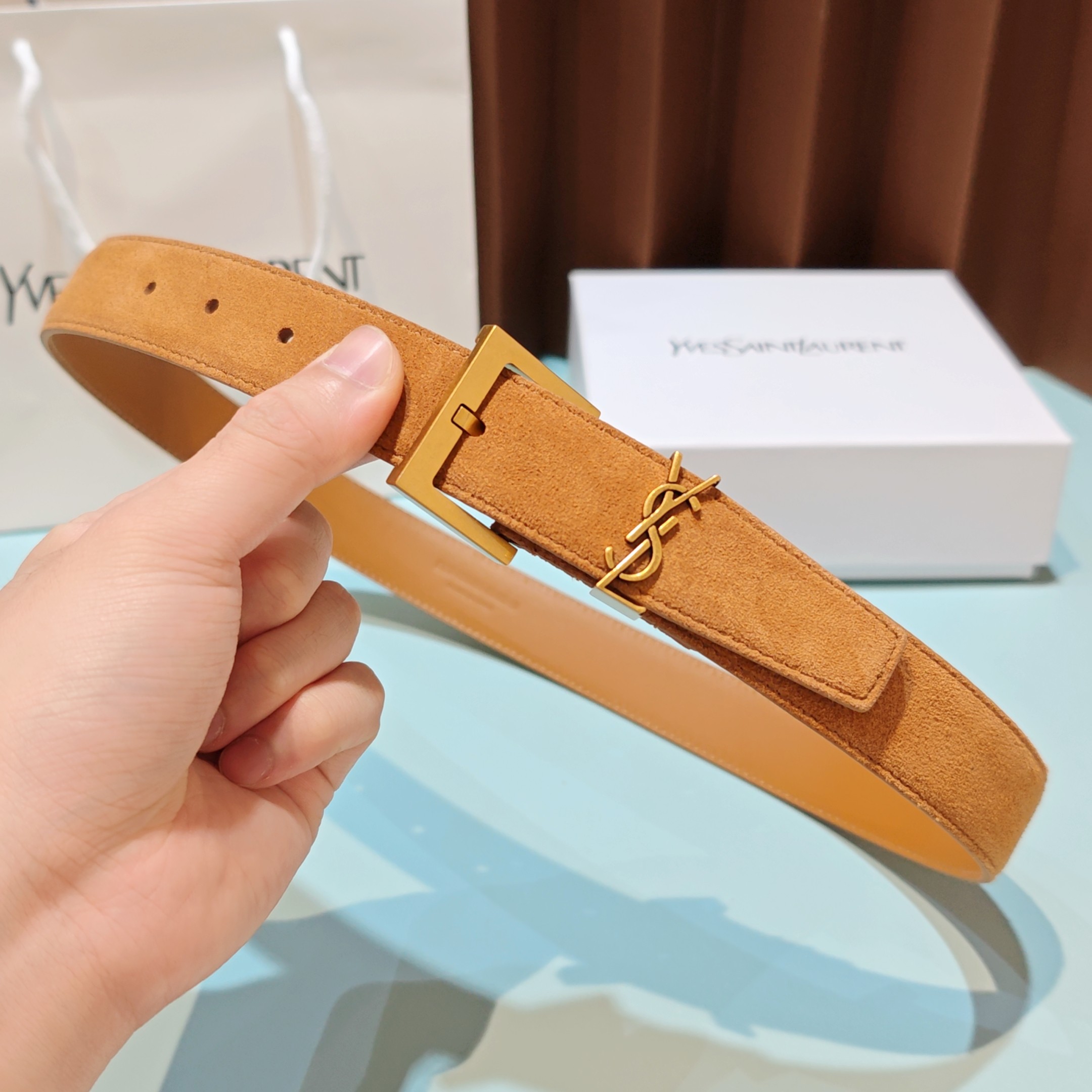 💥💥💥3.0cm 圣罗兰 腰带，双面头层牛皮，长度：75.80.85.90.95.100.105欧，铜五