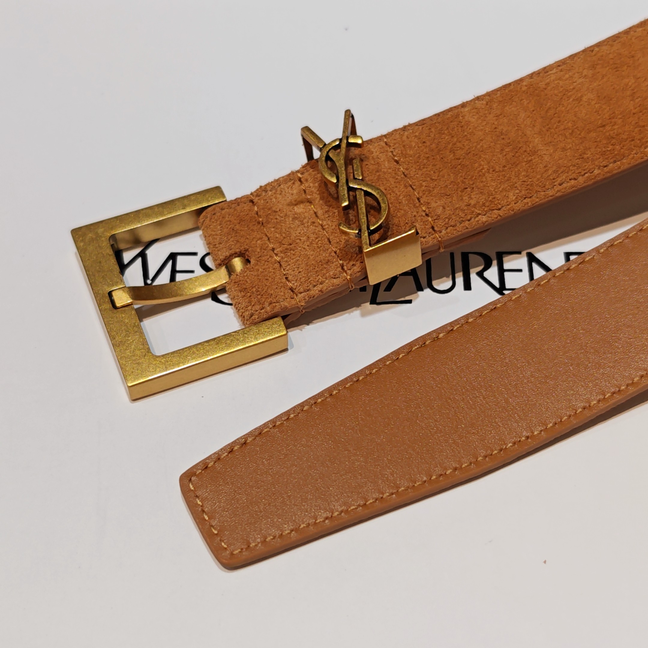 💥💥💥3.0cm 圣罗兰 腰带，双面头层牛皮，长度：75.80.85.90.95.100.105欧，铜五