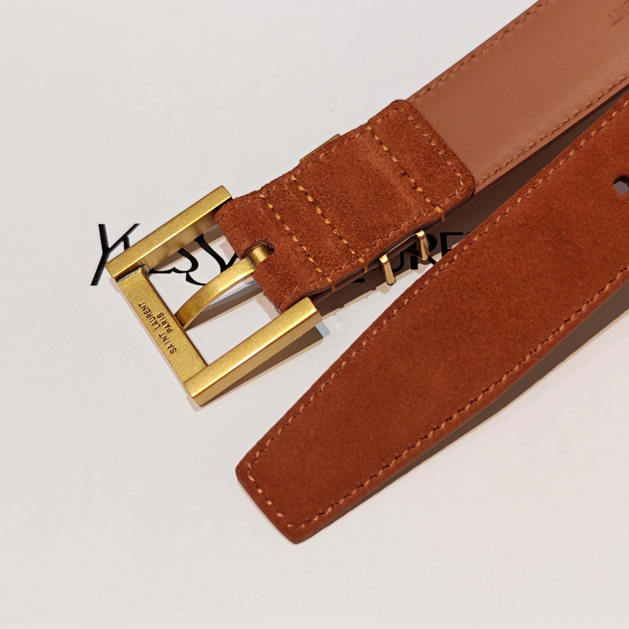 💥💥💥3.0cm 圣罗兰 腰带，双面头层牛皮，长度：75.80.85.90.95.100.105欧，铜五