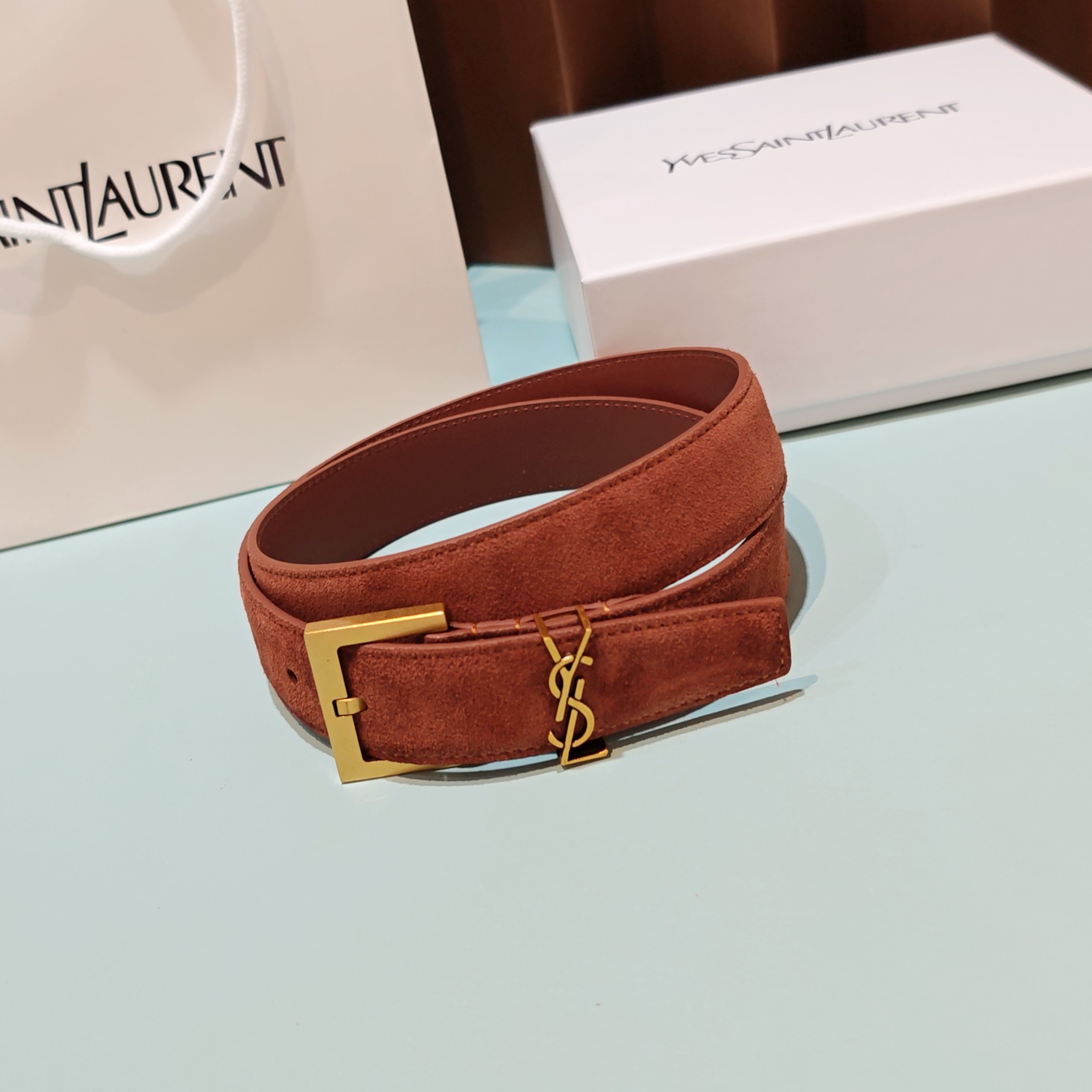 💥💥💥3.0cm 圣罗兰 腰带，双面头层牛皮，长度：75.80.85.90.95.100.105欧，铜五