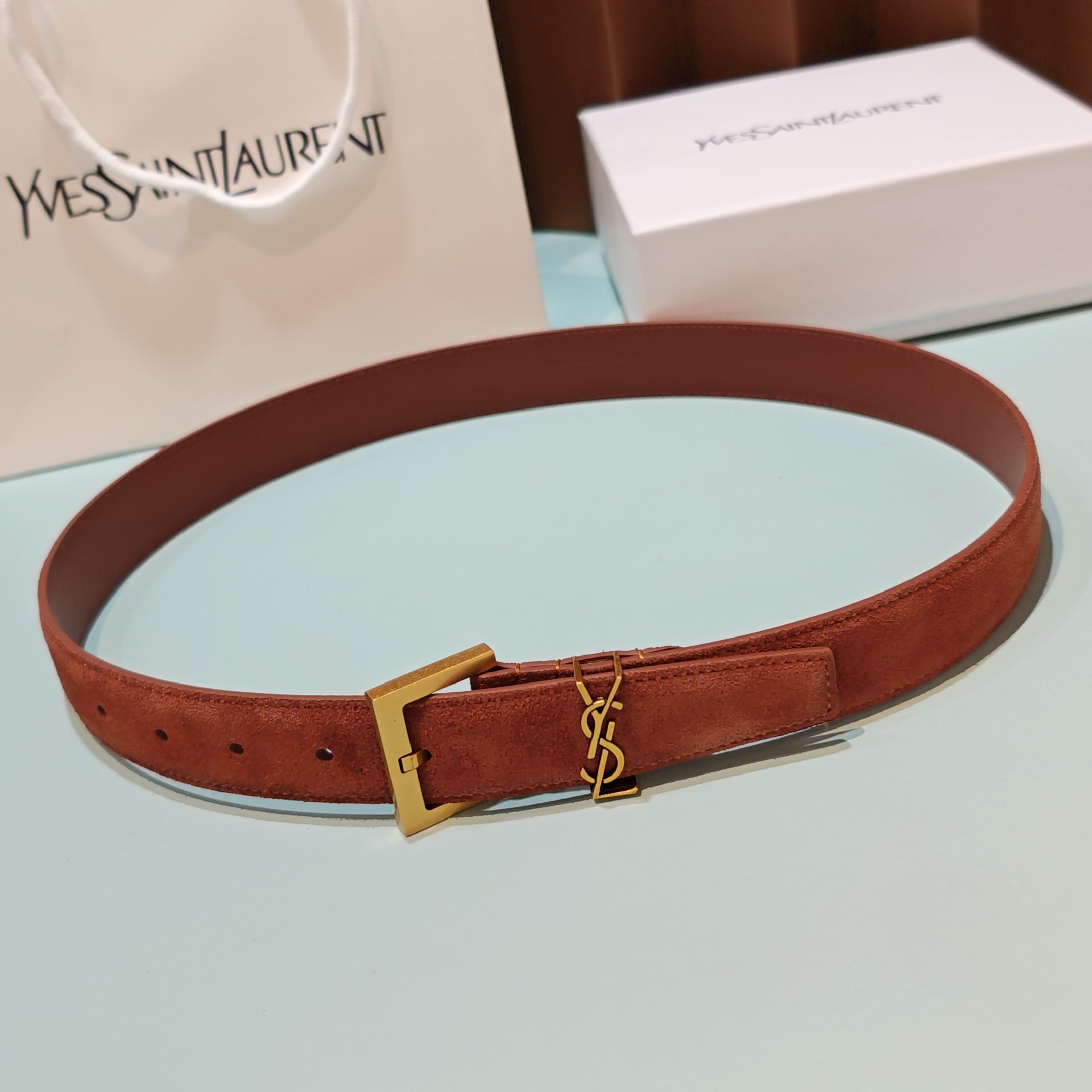 💥💥💥3.0cm 圣罗兰 腰带，双面头层牛皮，长度：75.80.85.90.95.100.105欧，铜五