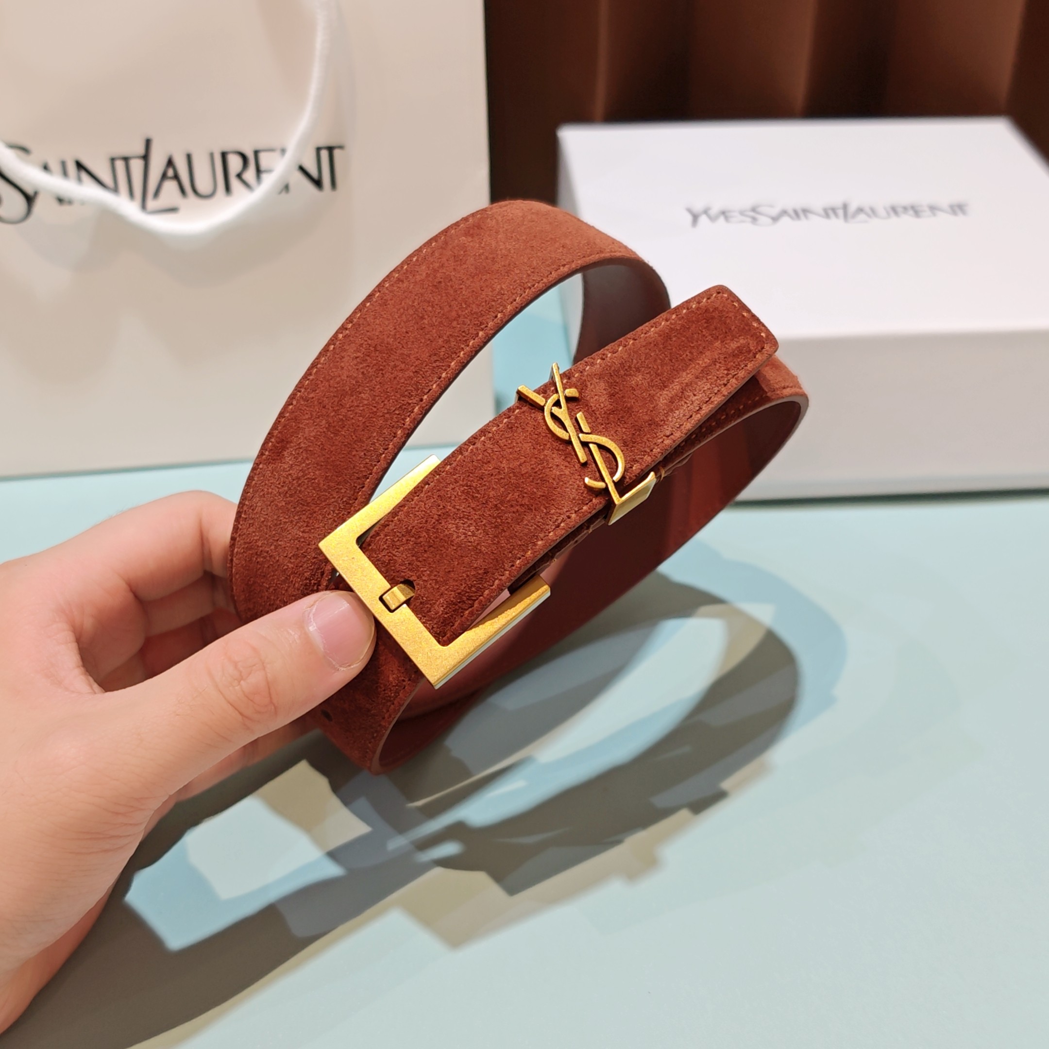 💥💥💥3.0cm 圣罗兰 腰带，双面头层牛皮，长度：75.80.85.90.95.100.105欧，铜五