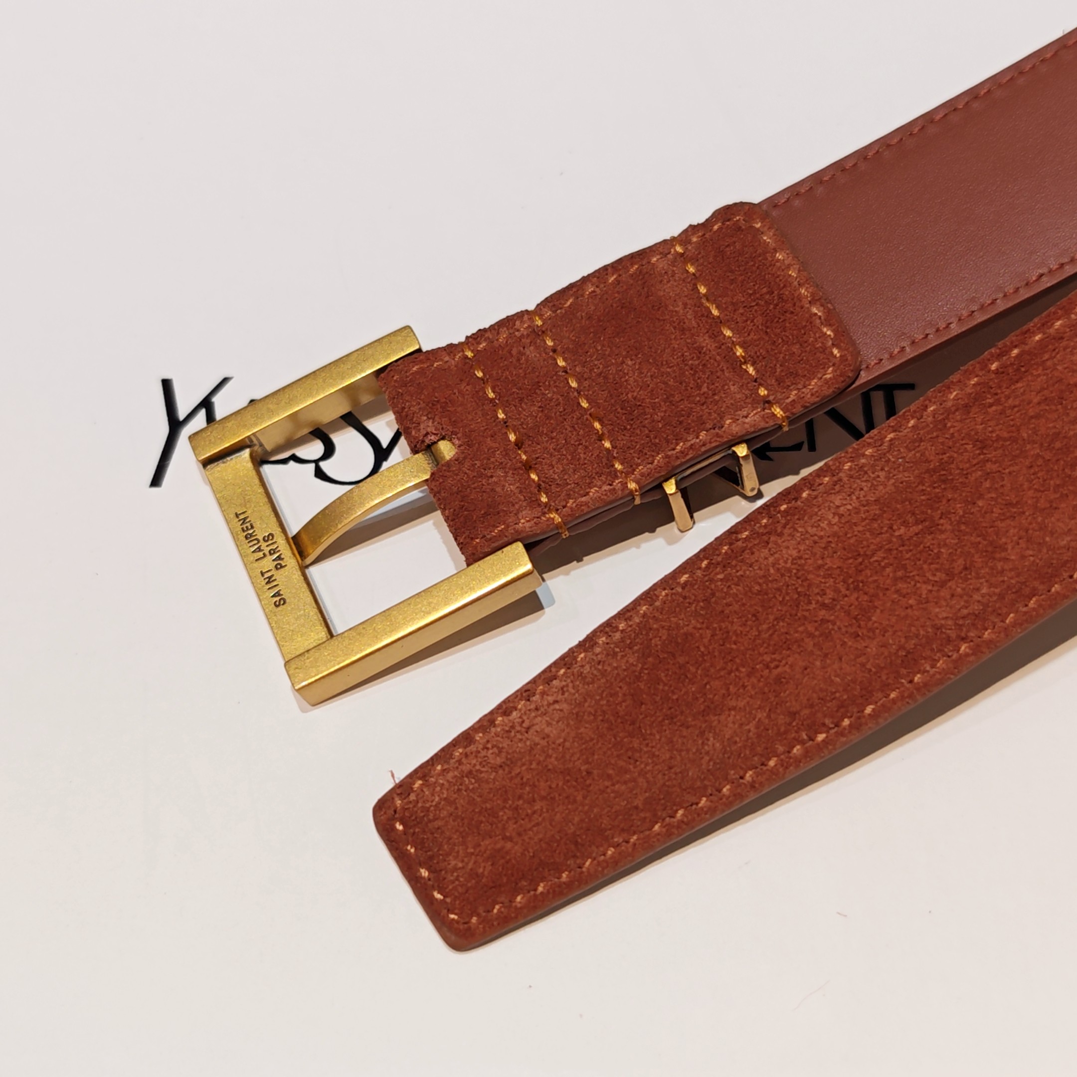 💥💥💥3.0cm 圣罗兰 腰带，双面头层牛皮，长度：75.80.85.90.95.100.105欧，铜五