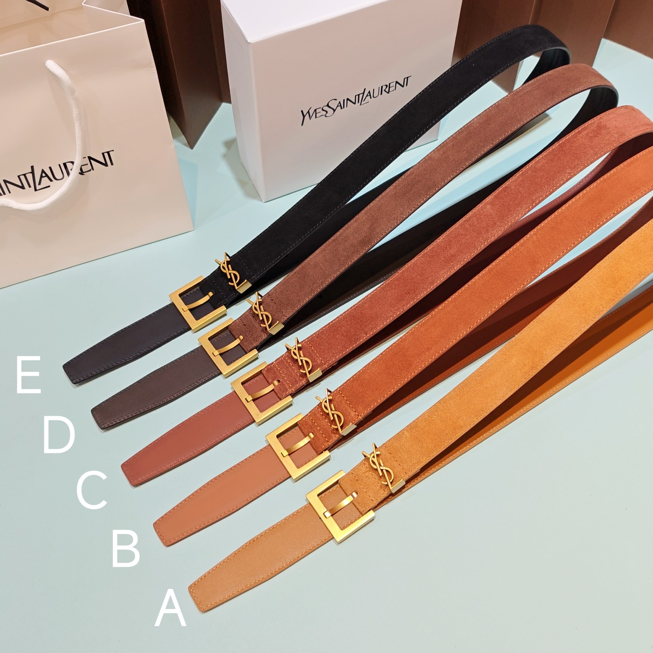 💥💥💥3.0cm 圣罗兰 腰带，双面头层牛皮，长度：75.80.85.90.95.100.105欧，铜五