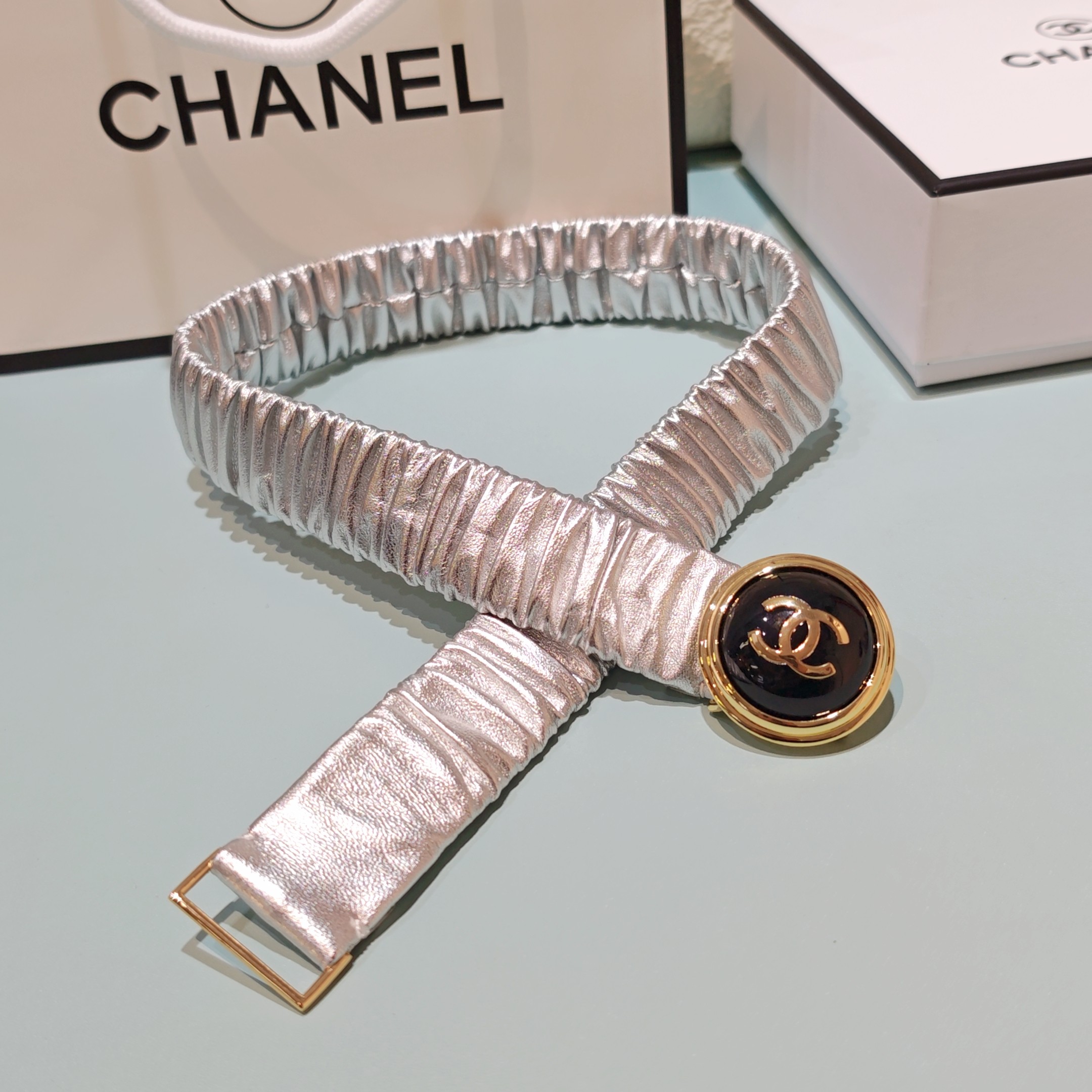 💥💥💥3.0cm香奈儿腰带弹力带，头层羊皮，长度：65.70.75.80.85.90.欧，铜五金珍珠扣 