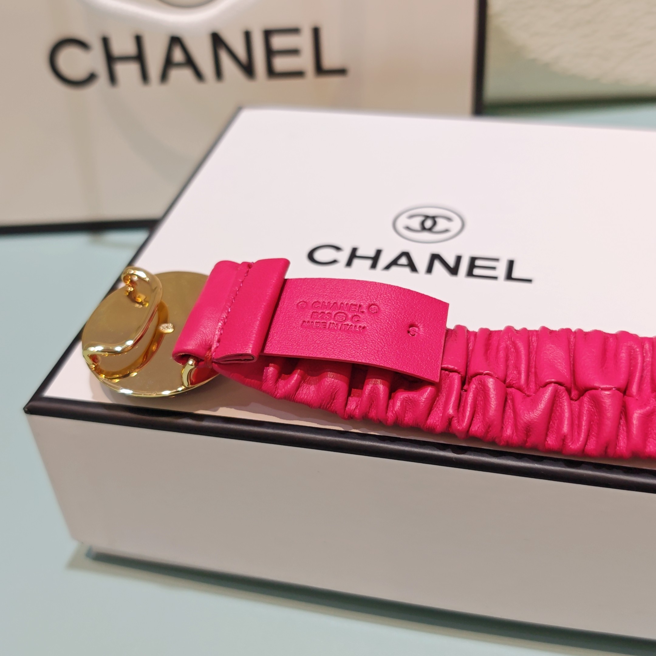 💥💥💥3.0cm香奈儿腰带弹力带，头层羊皮，长度：65.70.75.80.85.90.欧，铜五金珍珠扣 