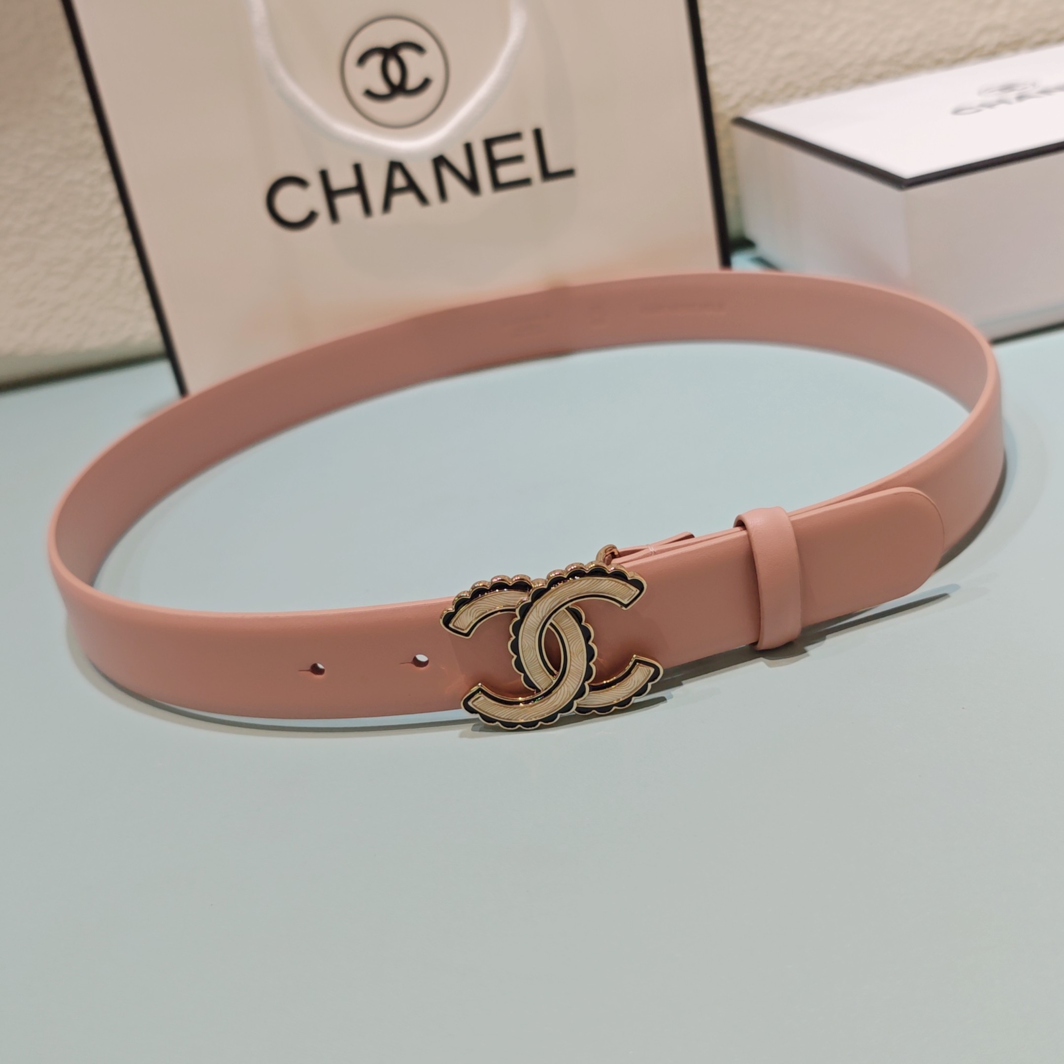 💥💥💥3.0cm香奈儿腰带，头层牛皮，长度：75.80.85.90.95.100.欧，铜五金扣原版开模定