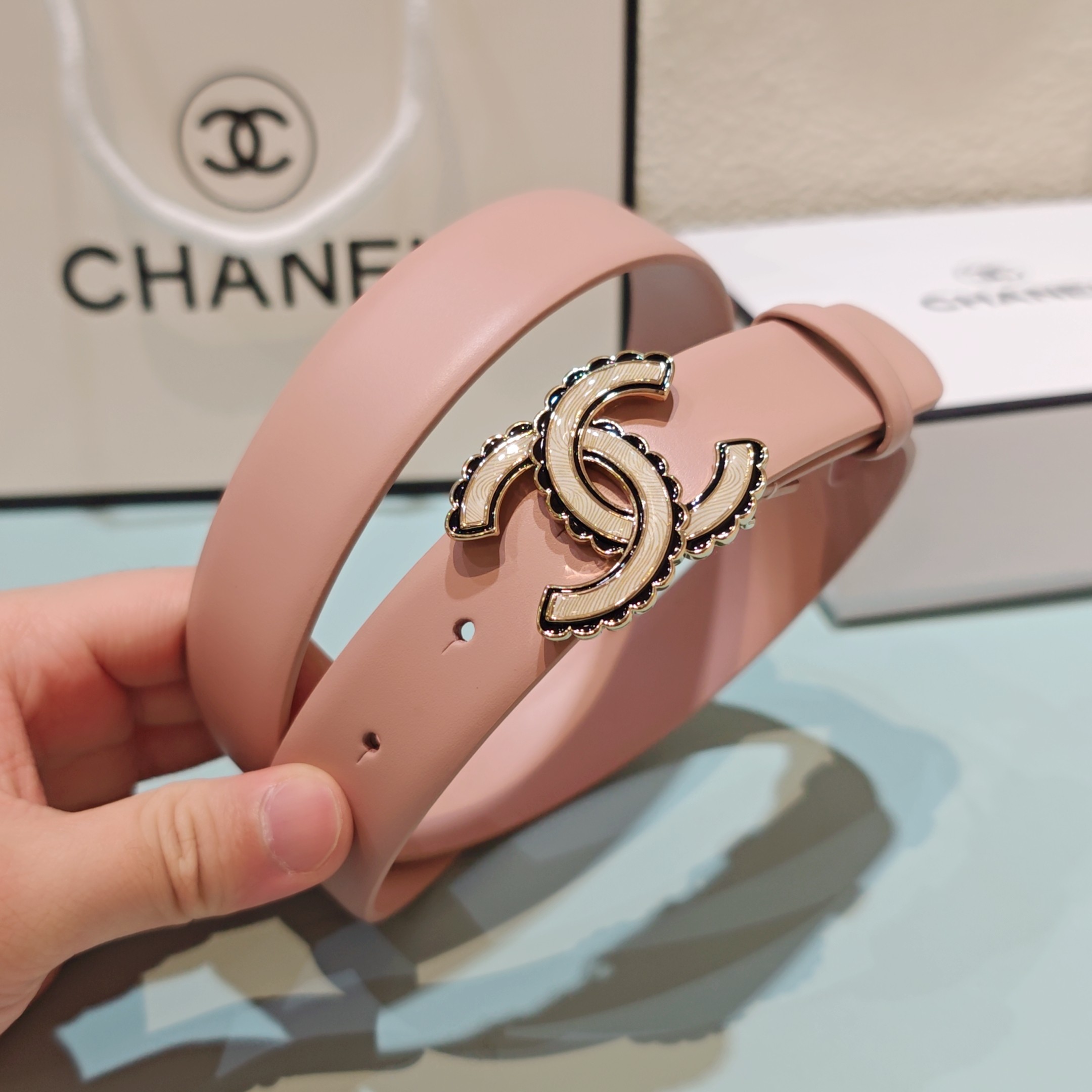 💥💥💥3.0cm香奈儿腰带，头层牛皮，长度：75.80.85.90.95.100.欧，铜五金扣原版开模定