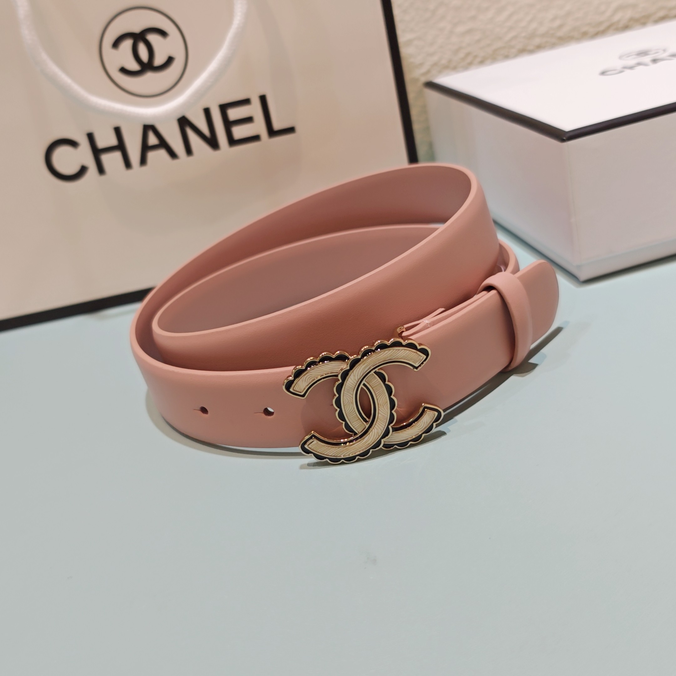 💥💥💥3.0cm香奈儿腰带，头层牛皮，长度：75.80.85.90.95.100.欧，铜五金扣原版开模定