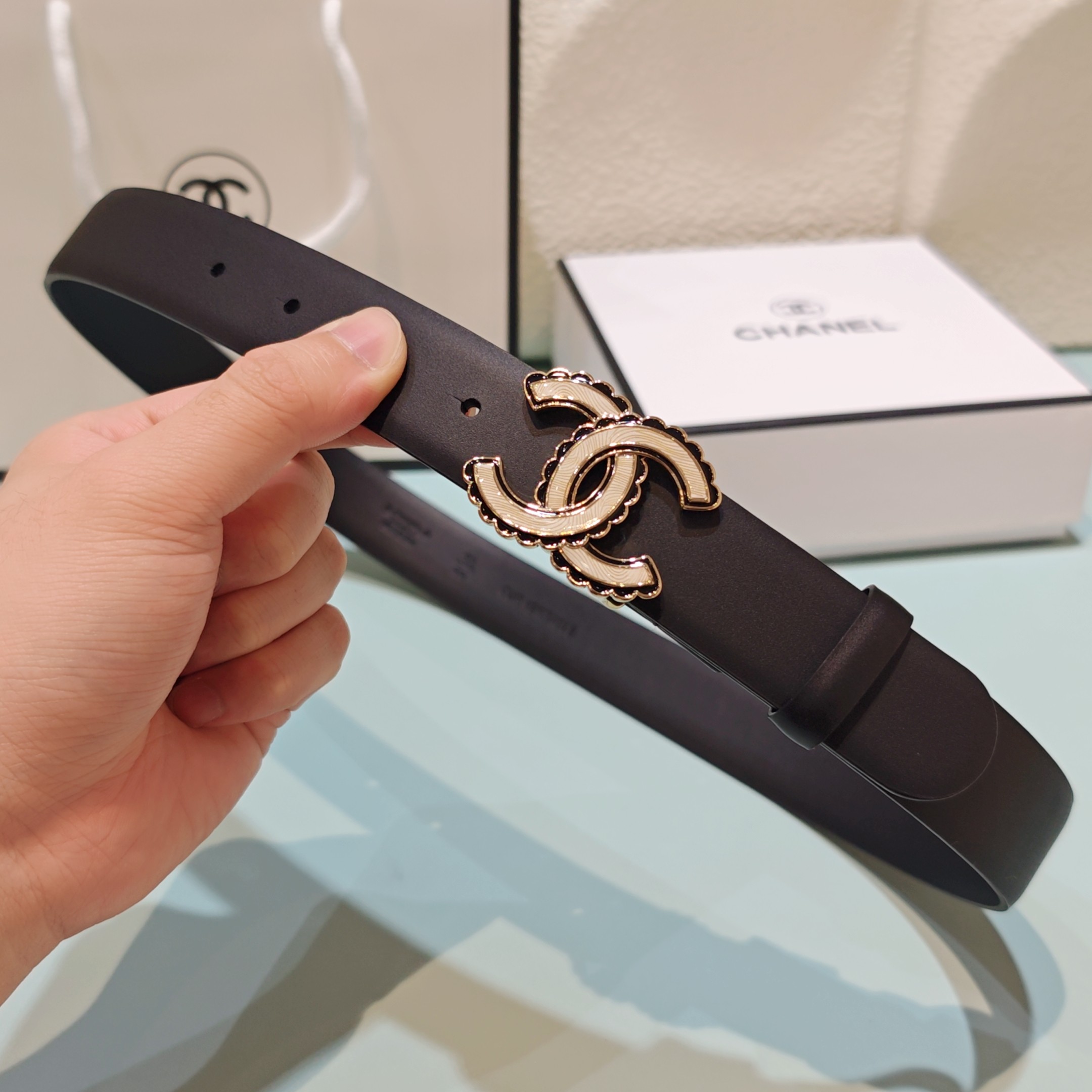 💥💥💥3.0cm香奈儿腰带，头层牛皮，长度：75.80.85.90.95.100.欧，铜五金扣原版开模定