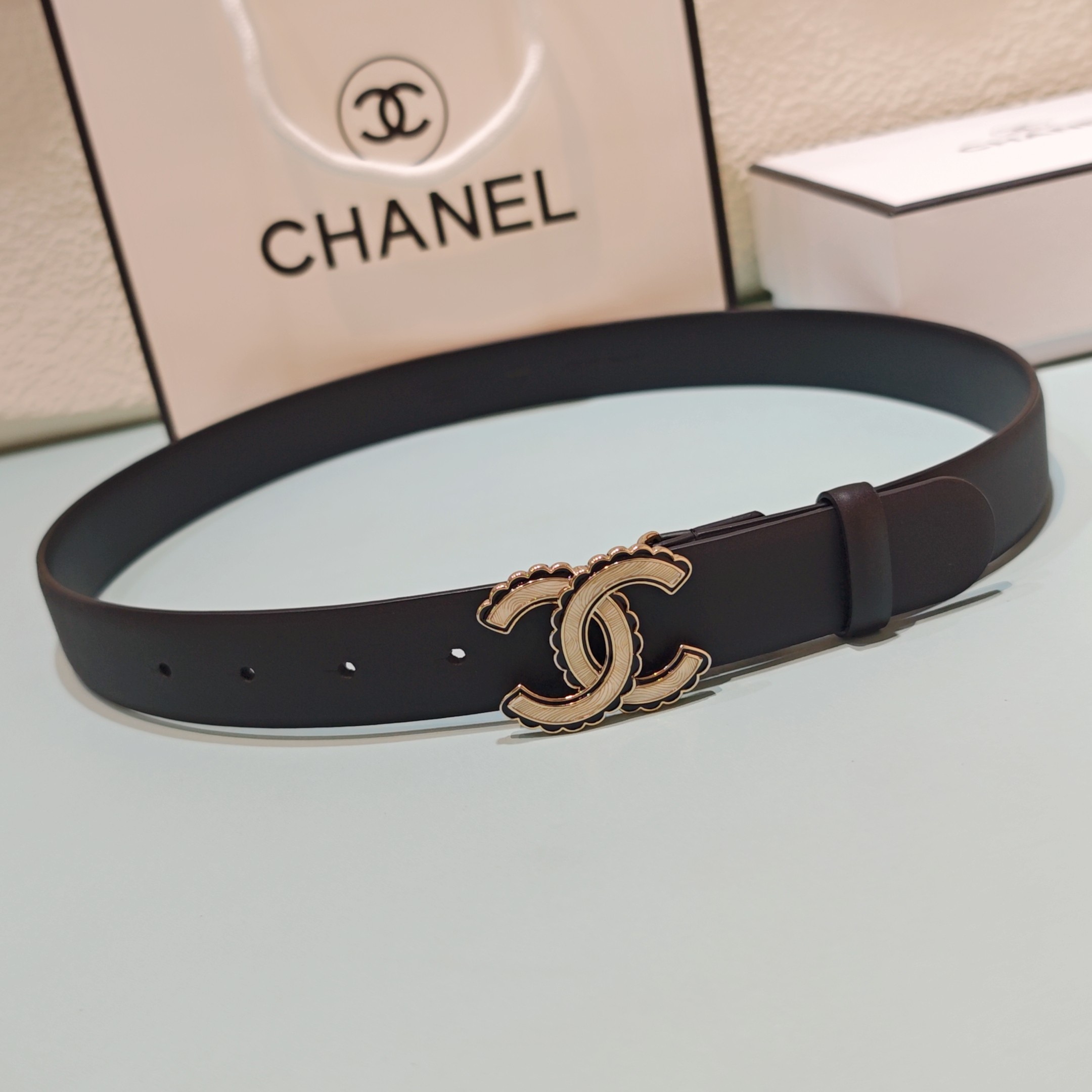 💥💥💥3.0cm香奈儿腰带，头层牛皮，长度：75.80.85.90.95.100.欧，铜五金扣原版开模定