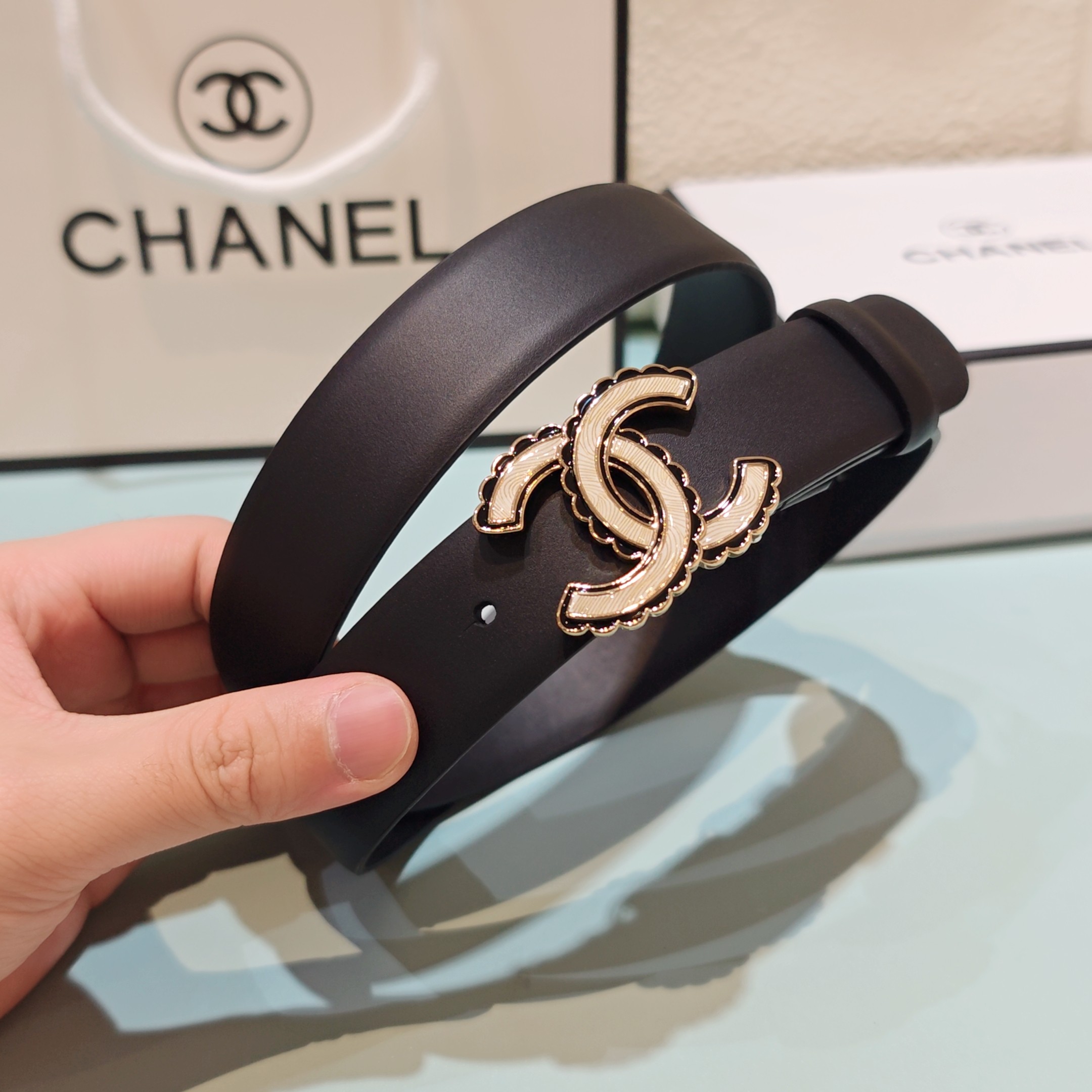 💥💥💥3.0cm香奈儿腰带，头层牛皮，长度：75.80.85.90.95.100.欧，铜五金扣原版开模定