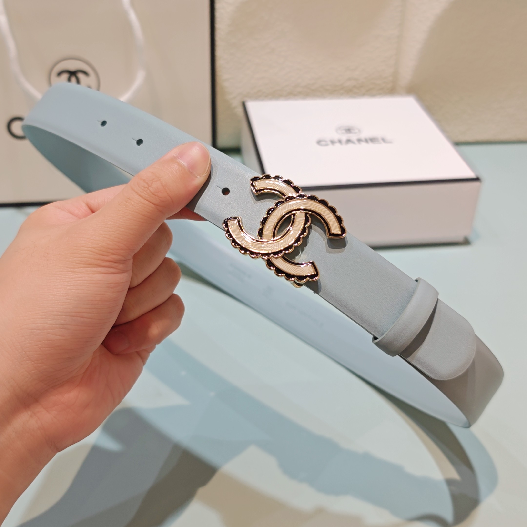 💥💥💥3.0cm香奈儿腰带，头层牛皮，长度：75.80.85.90.95.100.欧，铜五金扣原版开模定