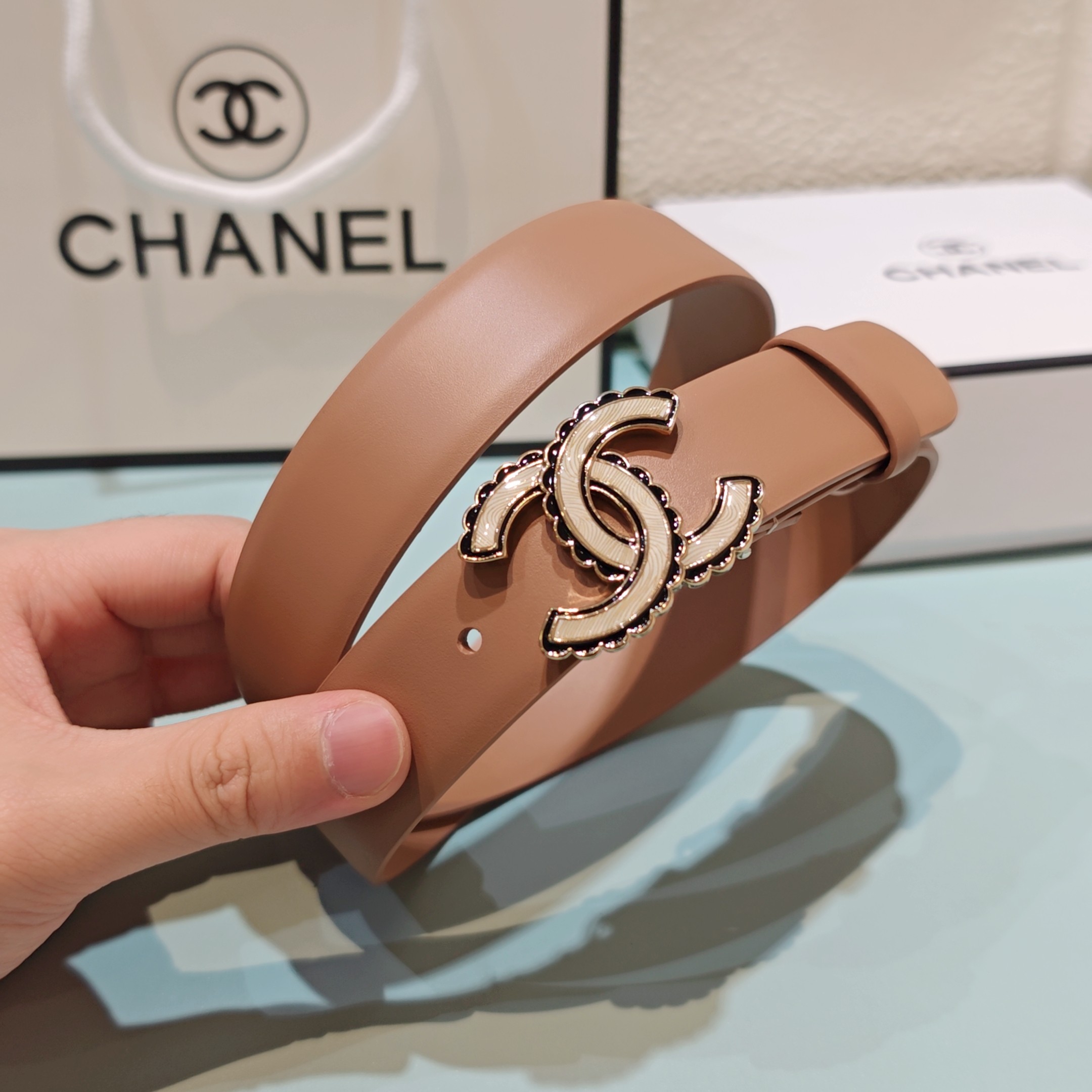 💥💥💥3.0cm香奈儿腰带，头层牛皮，长度：75.80.85.90.95.100.欧，铜五金扣原版开模定