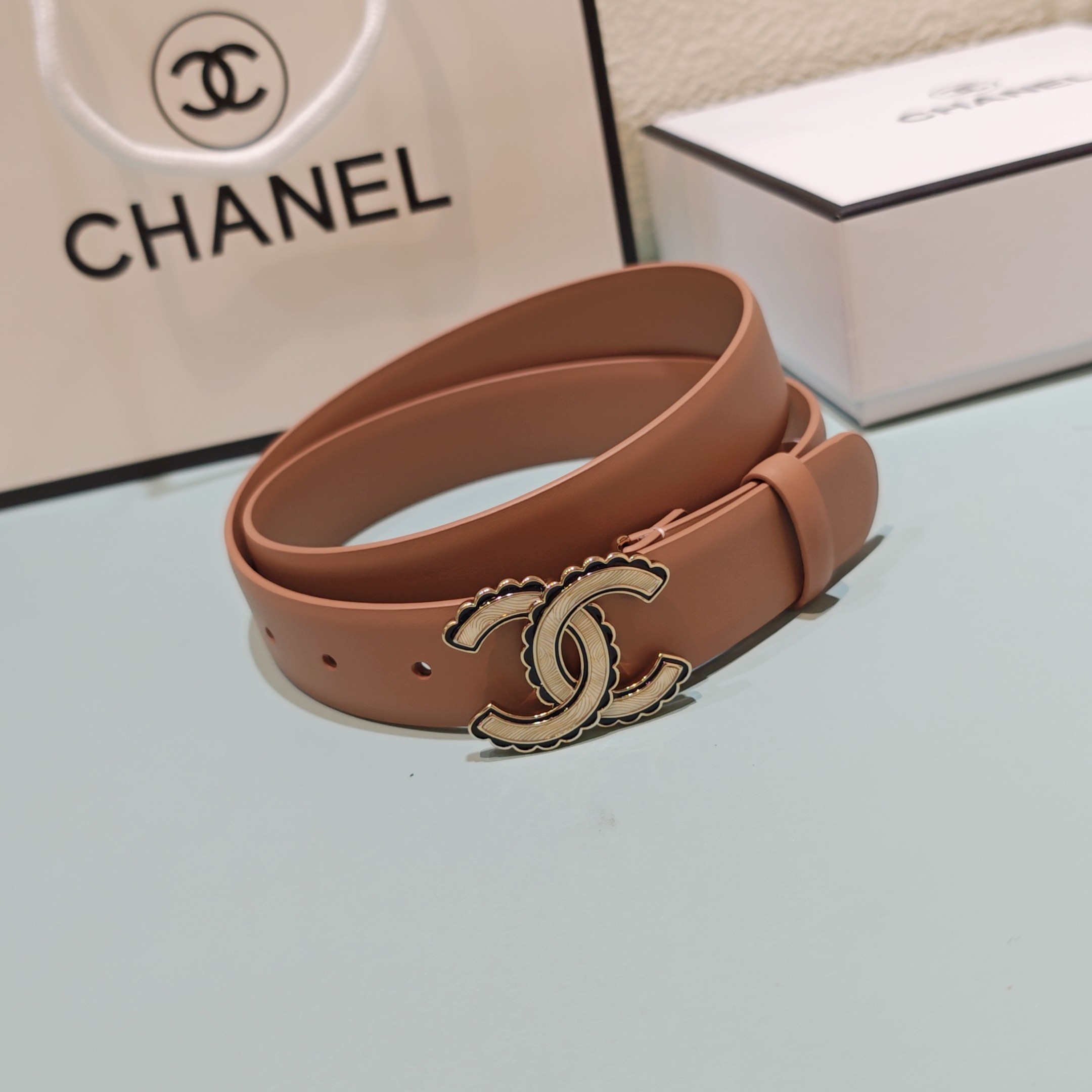 💥💥💥3.0cm香奈儿腰带，头层牛皮，长度：75.80.85.90.95.100.欧，铜五金扣原版开模定