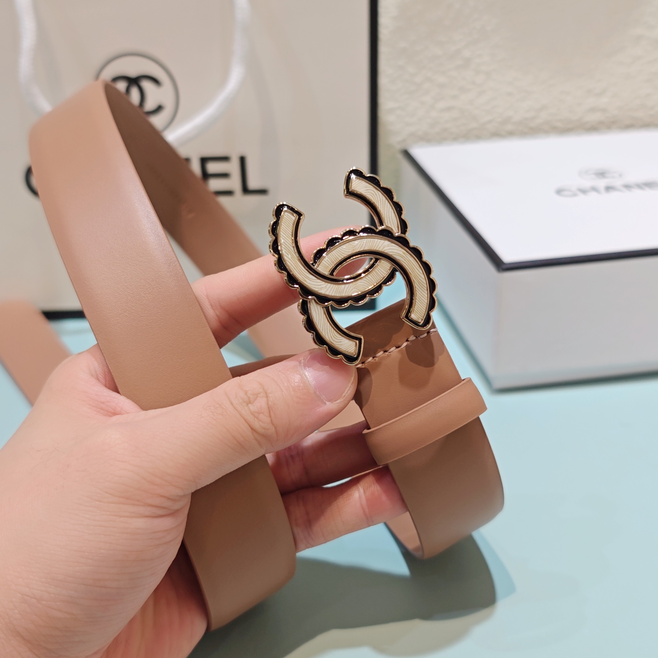 💥💥💥3.0cm香奈儿腰带，头层牛皮，长度：75.80.85.90.95.100.欧，铜五金扣原版开模定