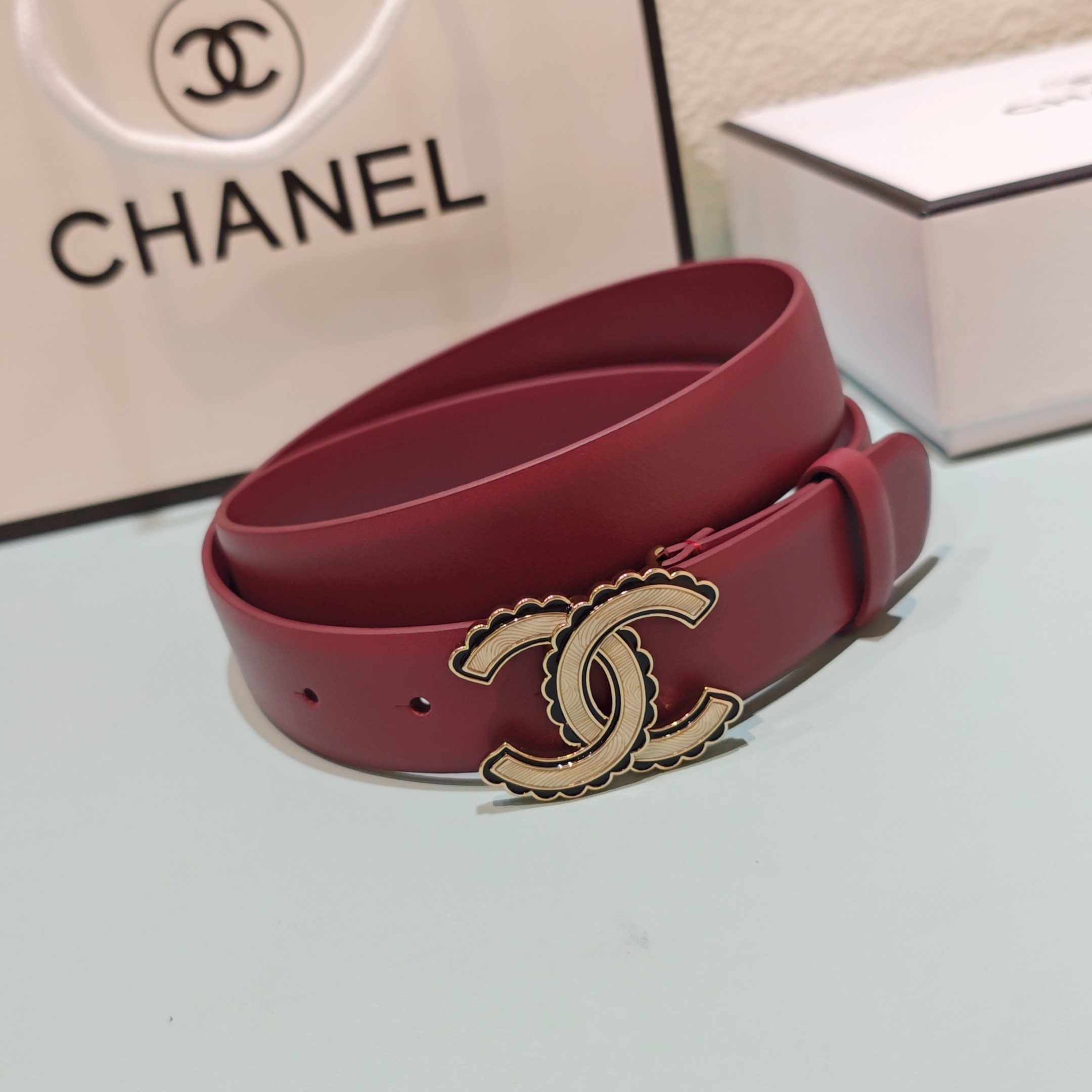 💥💥💥3.0cm香奈儿腰带，头层牛皮，长度：75.80.85.90.95.100.欧，铜五金扣原版开模定