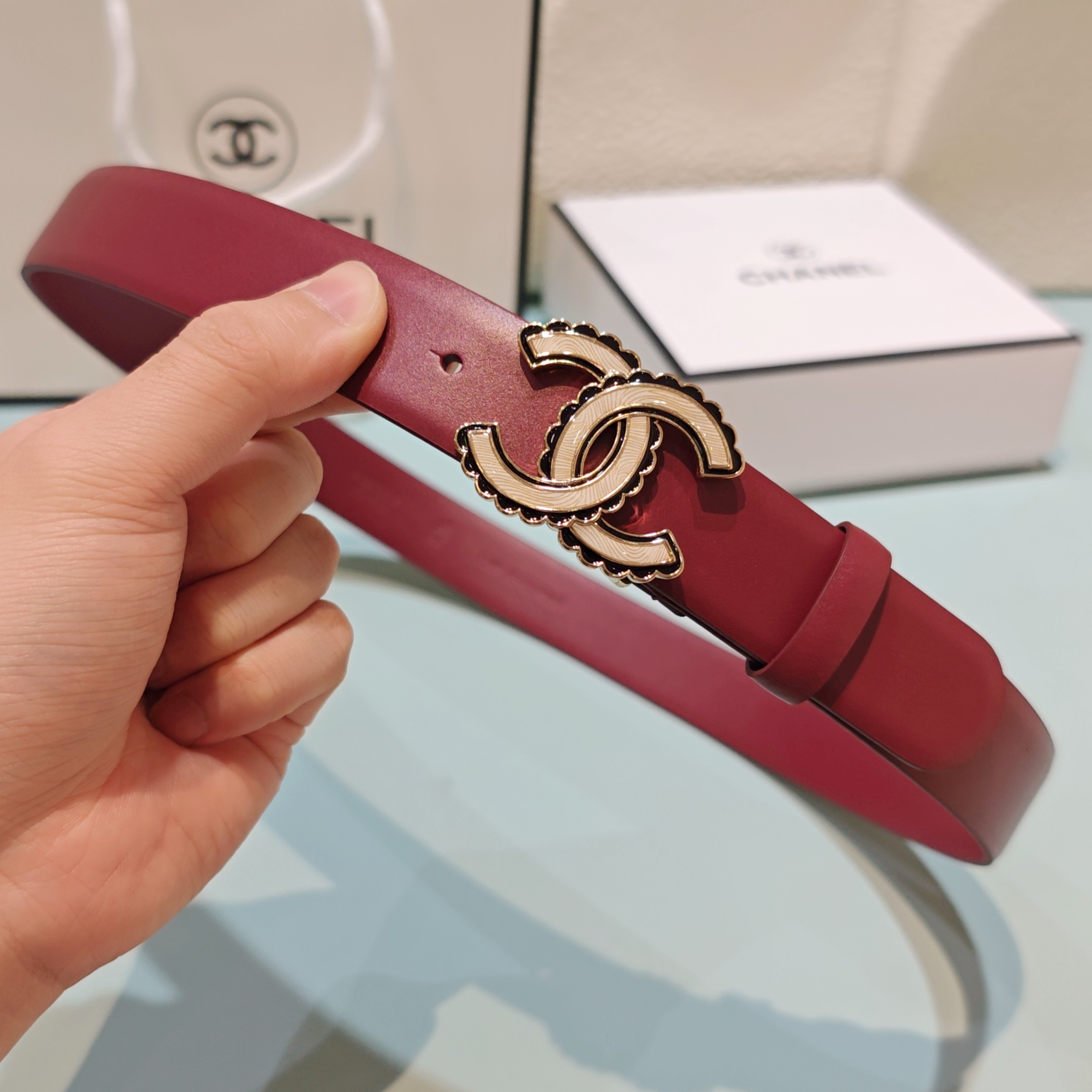 💥💥💥3.0cm香奈儿腰带，头层牛皮，长度：75.80.85.90.95.100.欧，铜五金扣原版开模定