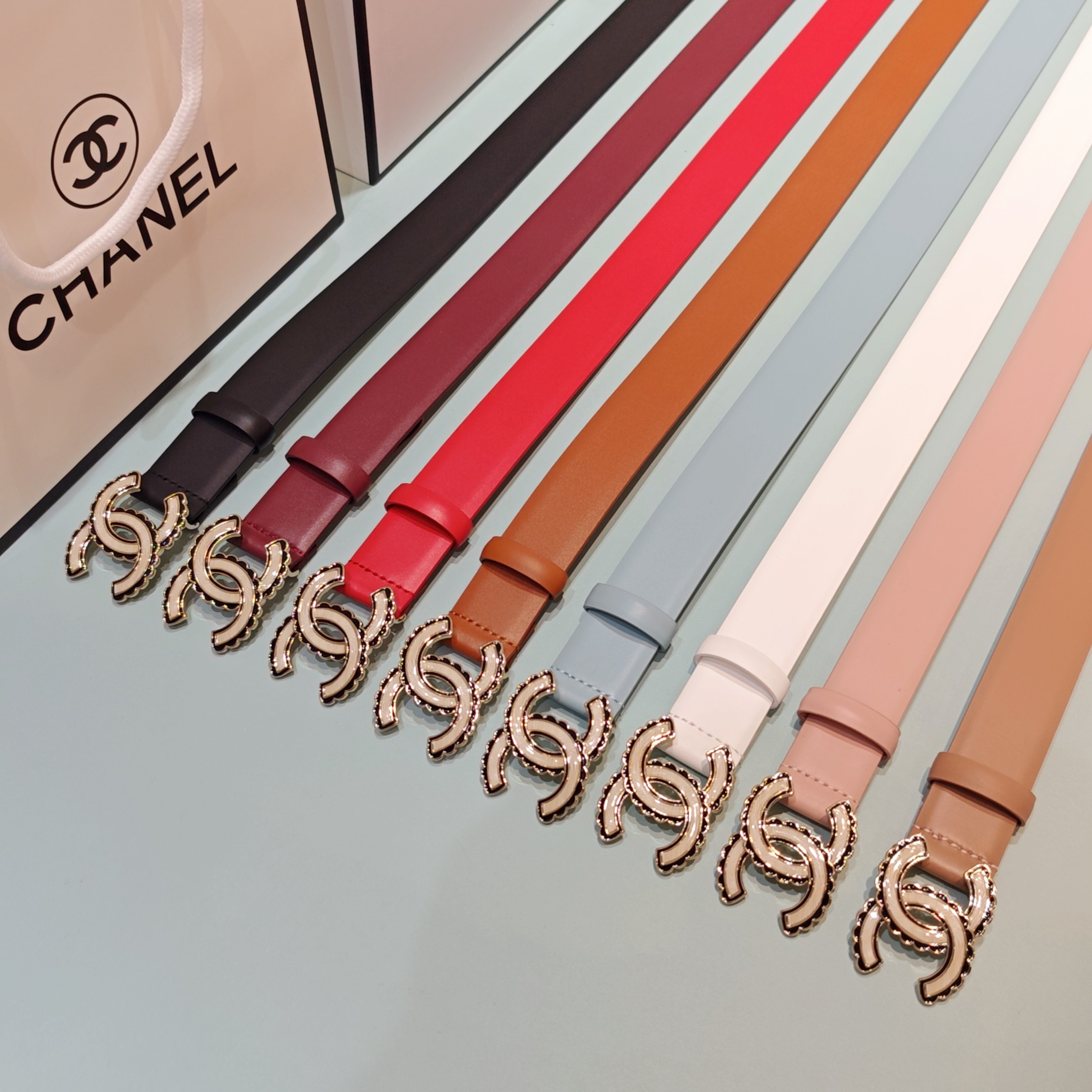 💥💥💥3.0cm香奈儿腰带，头层牛皮，长度：75.80.85.90.95.100.欧，铜五金扣原版开模定