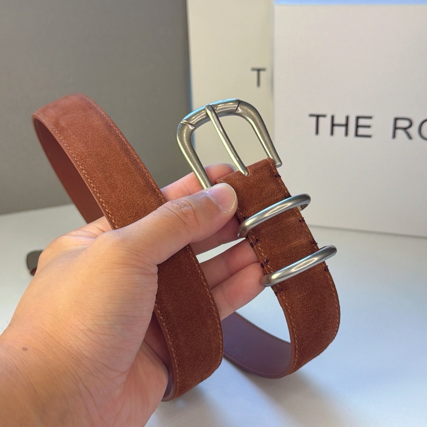 💥💥💥3.0cm THE  ROW腰带，绒面，头层牛皮，长度：75.80.85.90.95.100.欧，