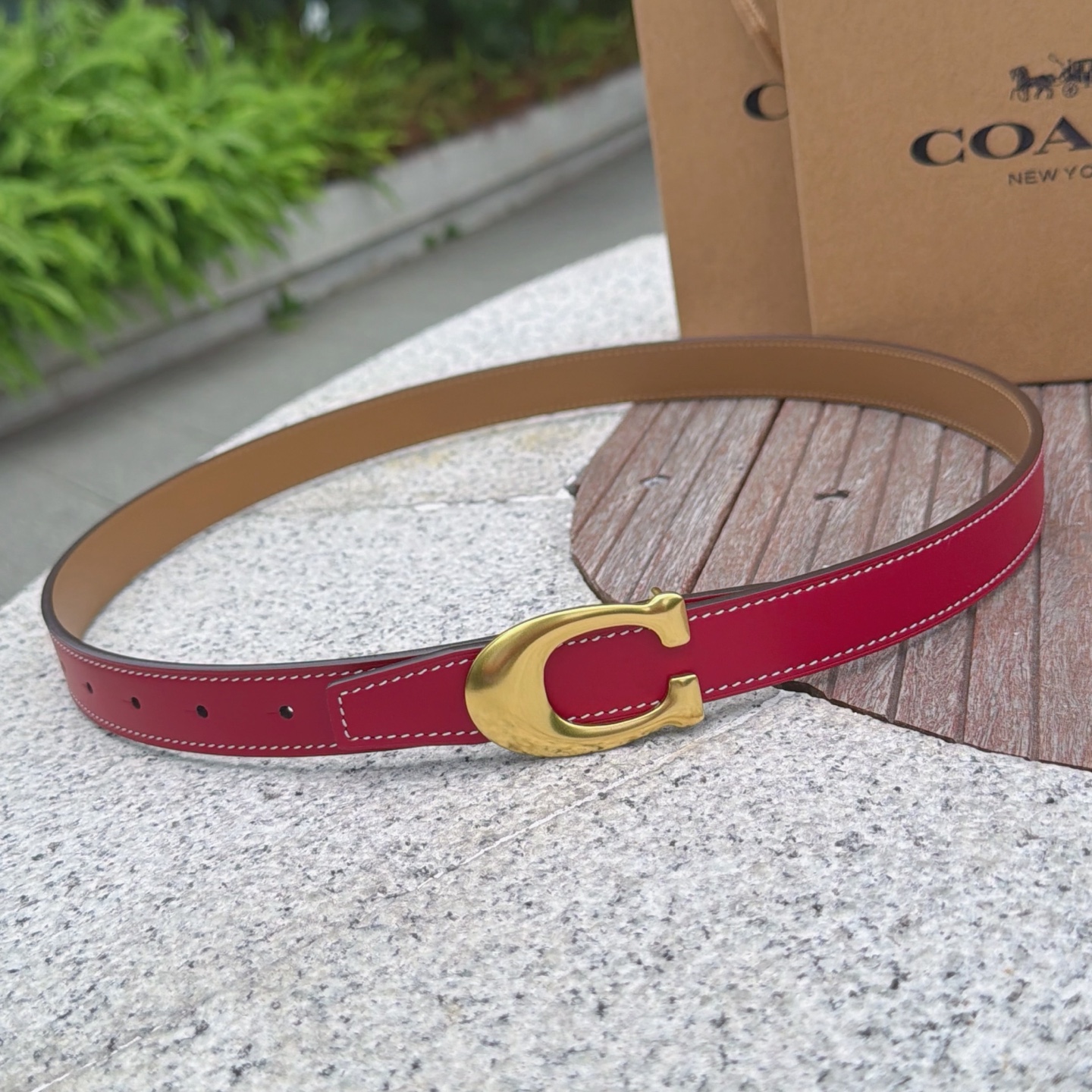2.5cm蔻驰COACH腰带 双面头层牛皮