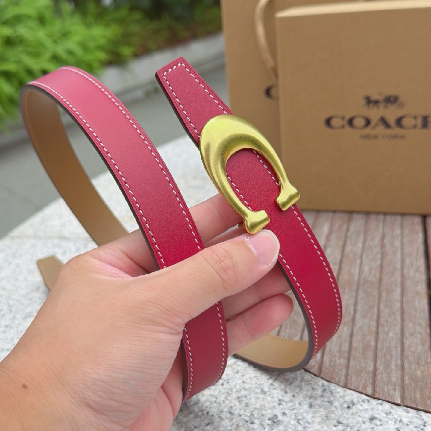 2.5cm蔻驰COACH腰带 双面头层牛皮