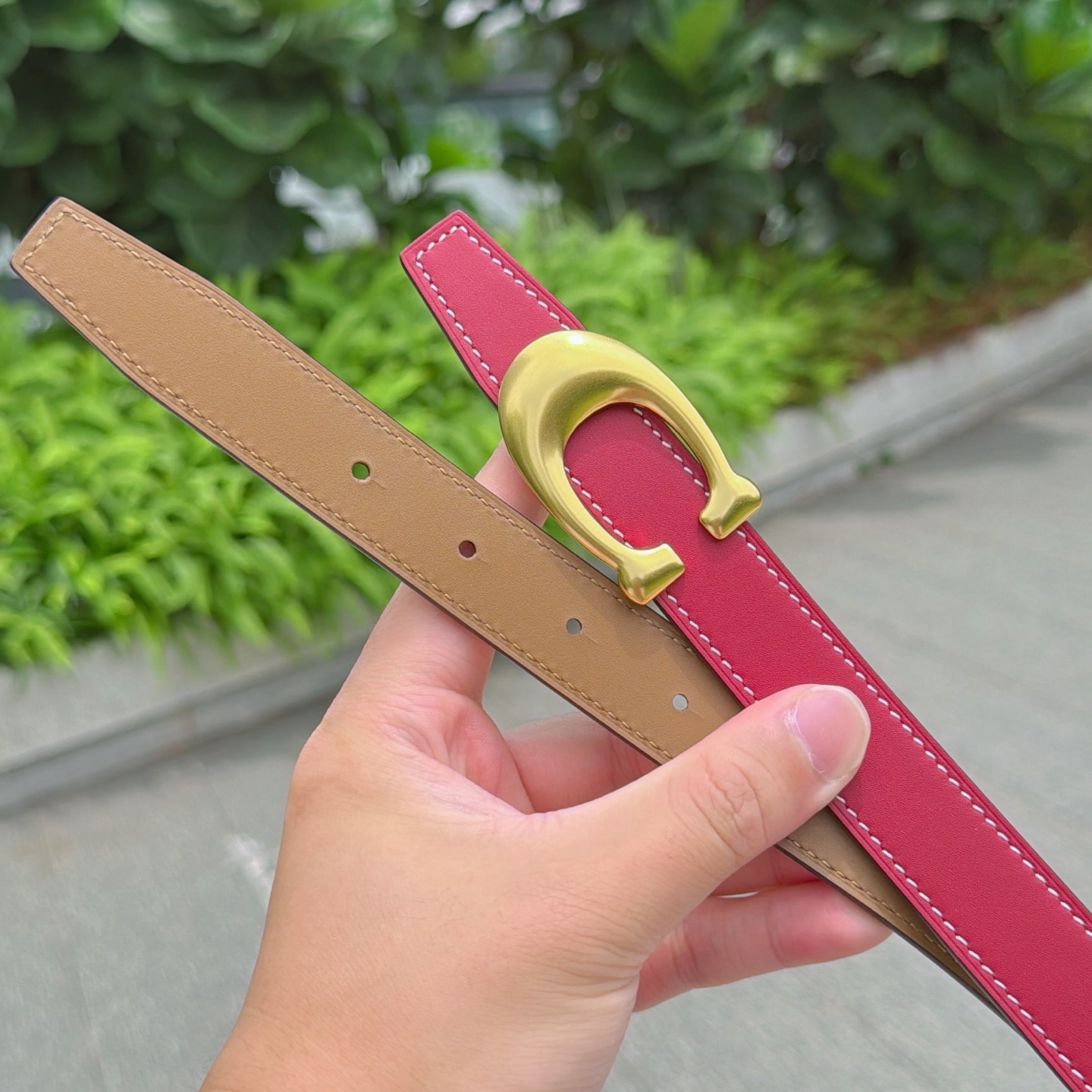 2.5cm蔻驰COACH腰带 双面头层牛皮