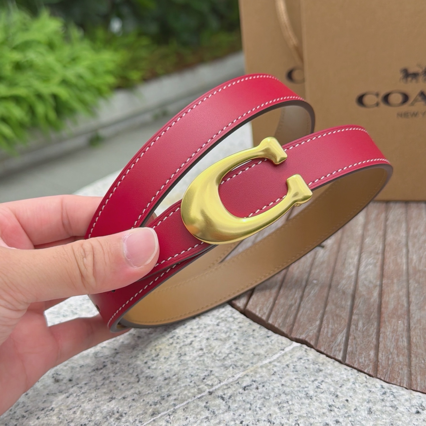 2.5cm蔻驰COACH腰带 双面头层牛皮