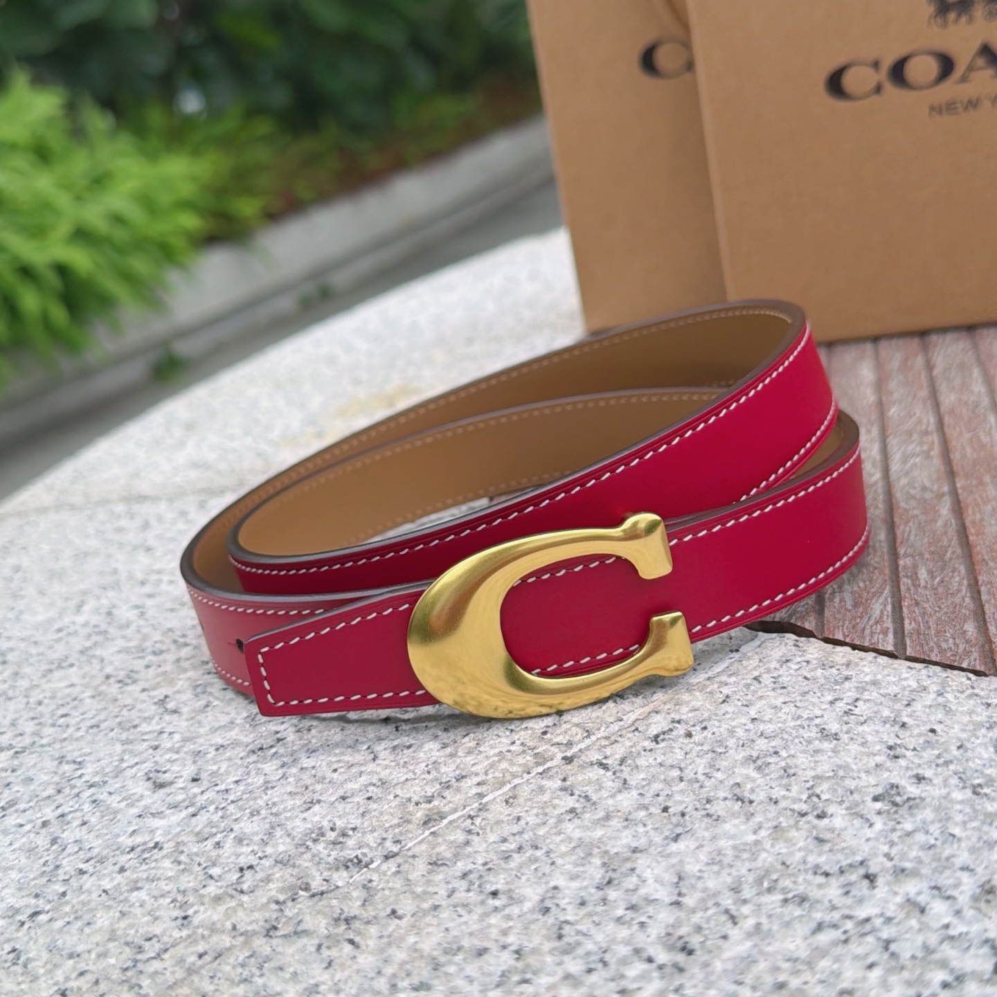 2.5cm蔻驰COACH腰带 双面头层牛皮