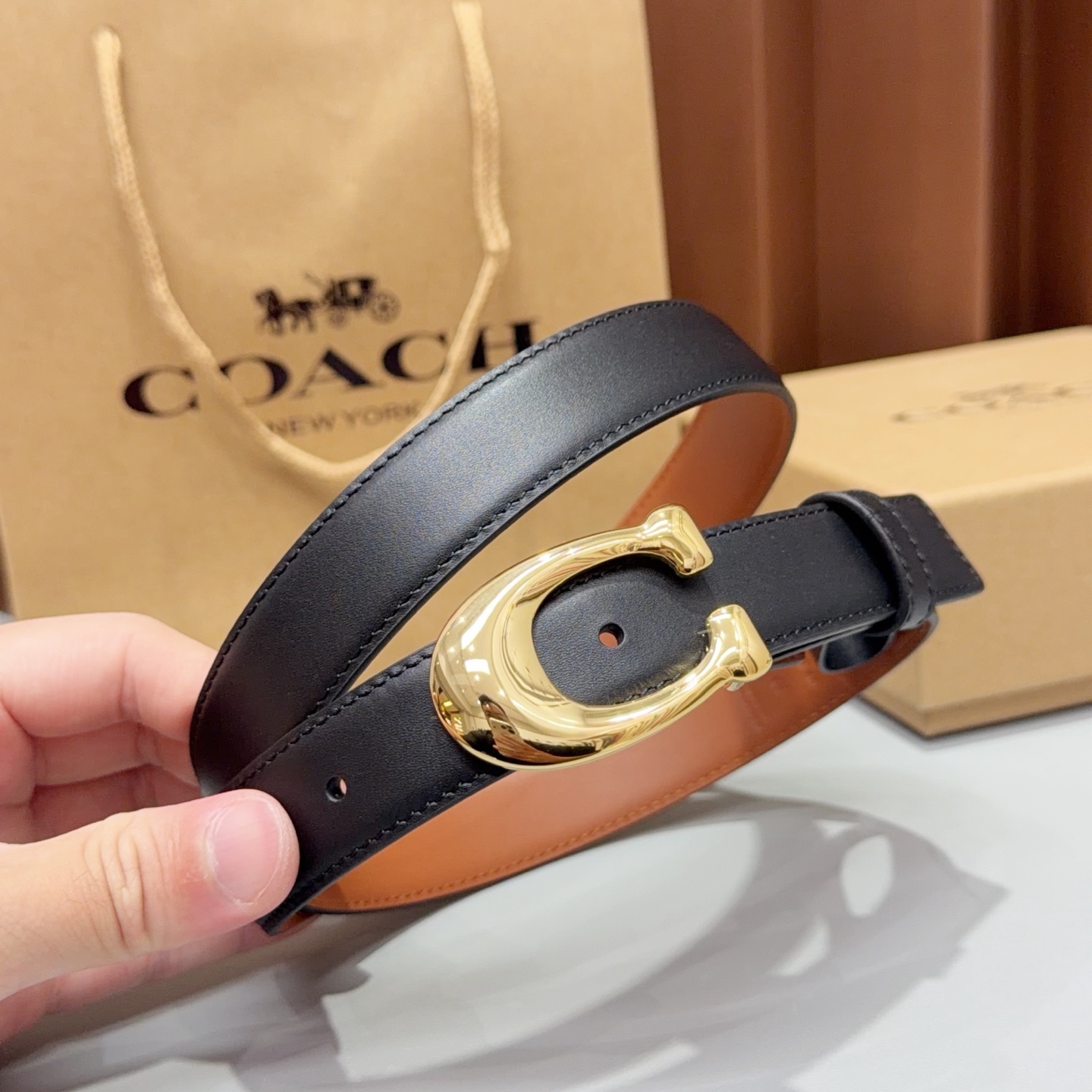💥💥💥2.5cm蔻驰COACH腰带，双面头层牛皮，长度：75.80.85.90.95.100.105欧，