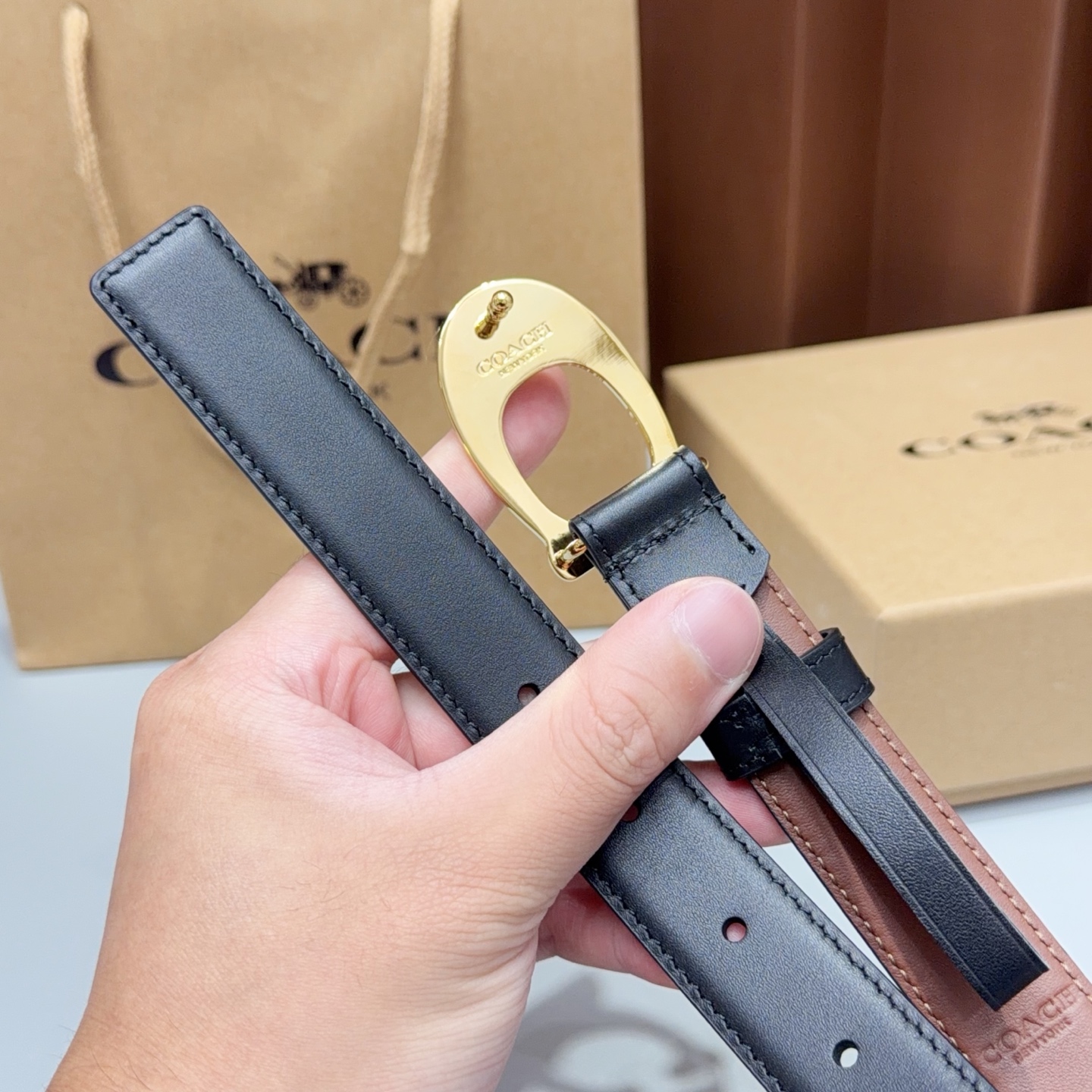 💥💥💥2.5cm蔻驰COACH腰带，双面头层牛皮，长度：75.80.85.90.95.100.105欧，