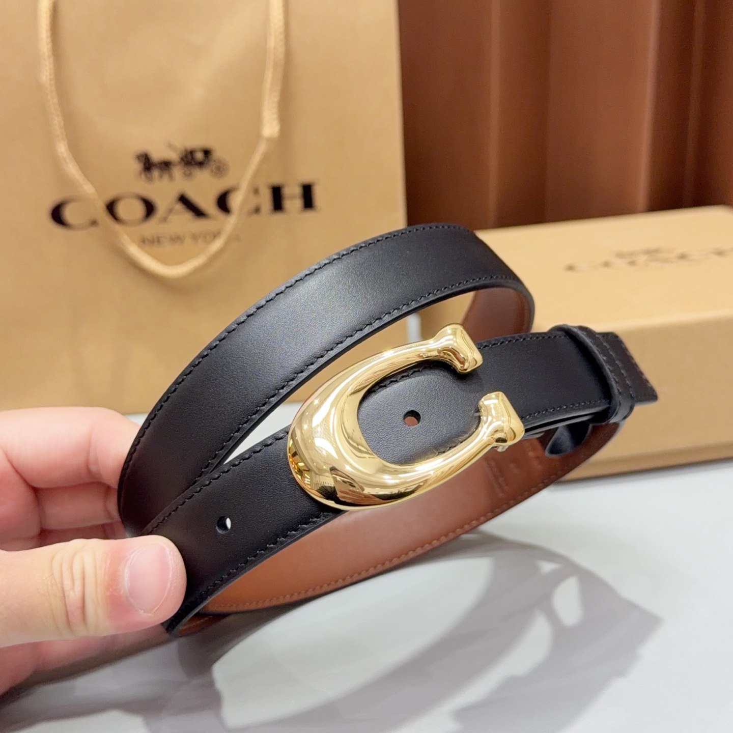 💥💥💥2.5cm蔻驰COACH腰带，双面头层牛皮，长度：75.80.85.90.95.100.105欧，